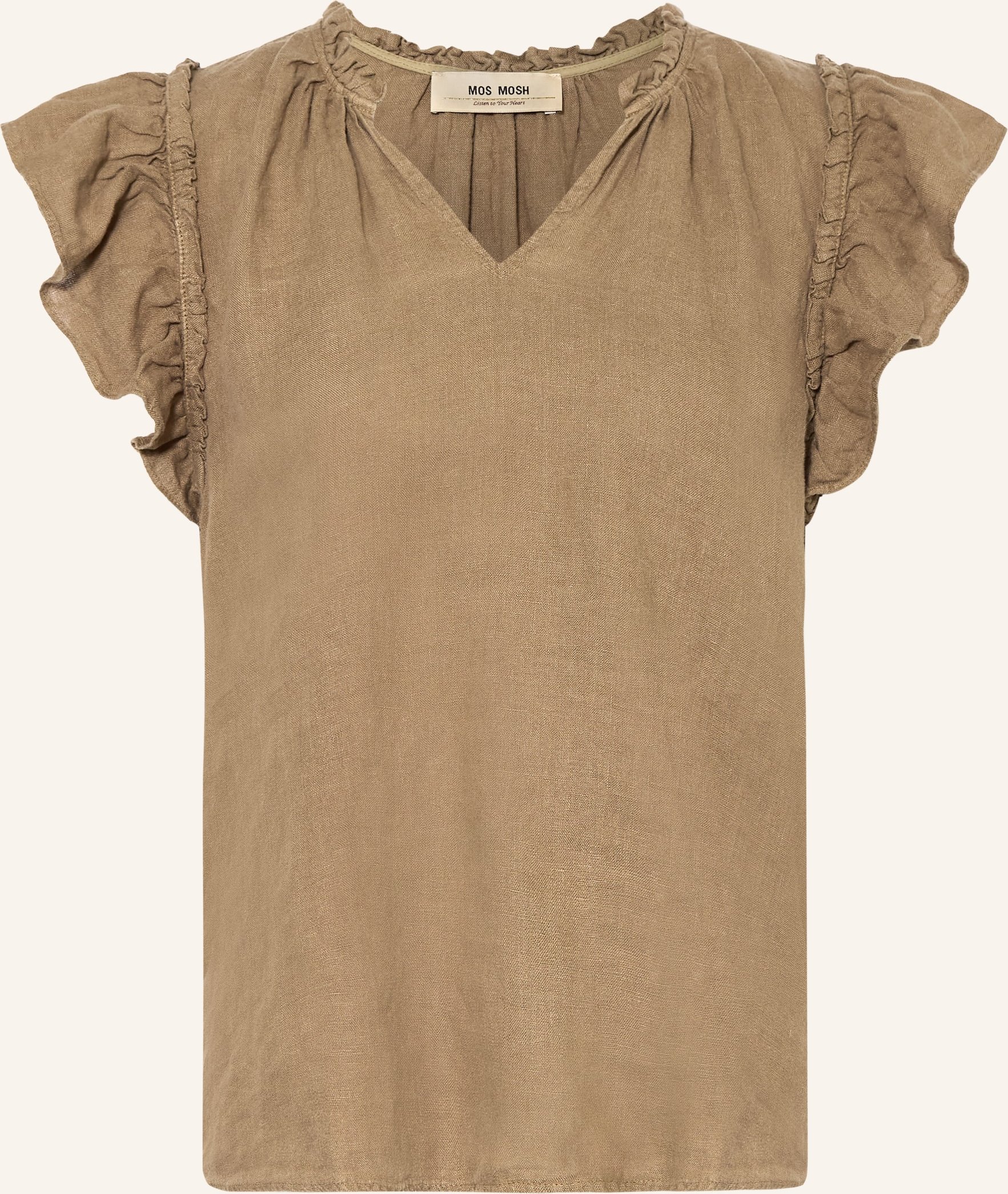 Mos Mosh Blusenshirt Mmtea Aus Leinen Mit Rüschen gruen