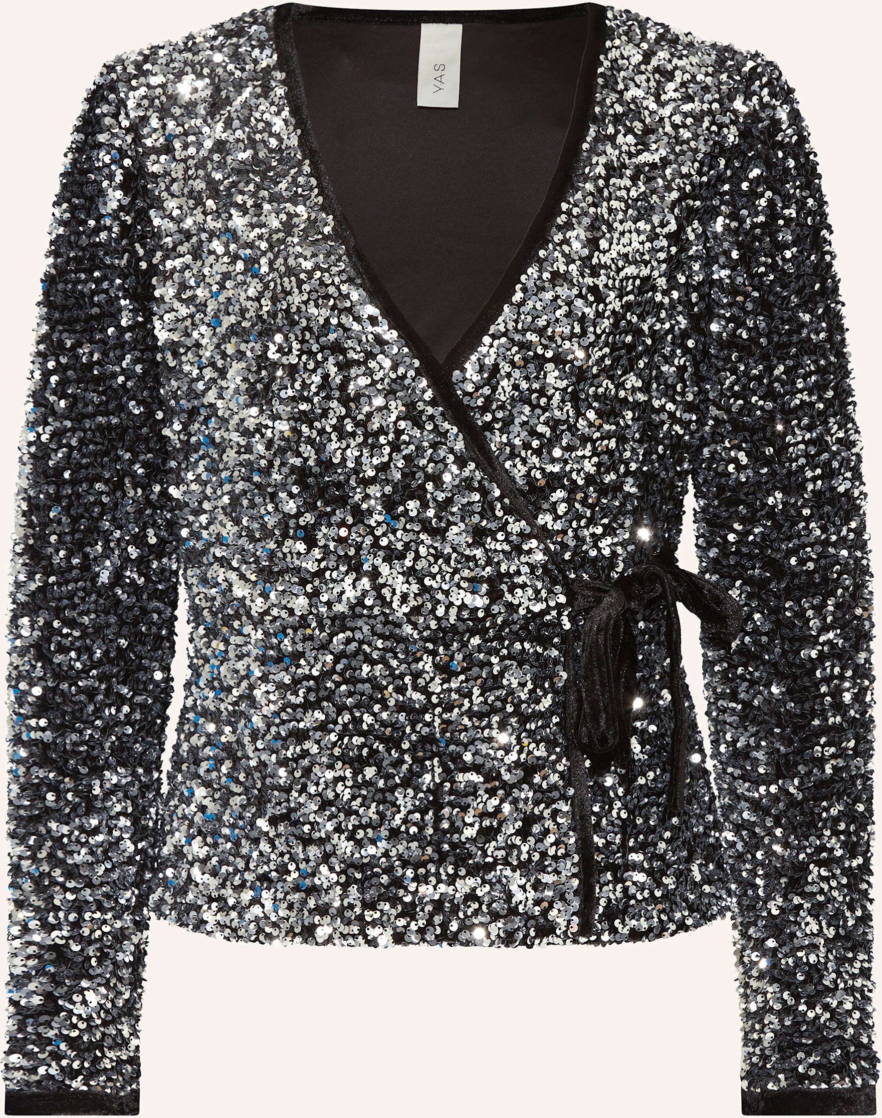 Thumbnail - Y.A.S. Wickelbluse Mit Pailletten silber