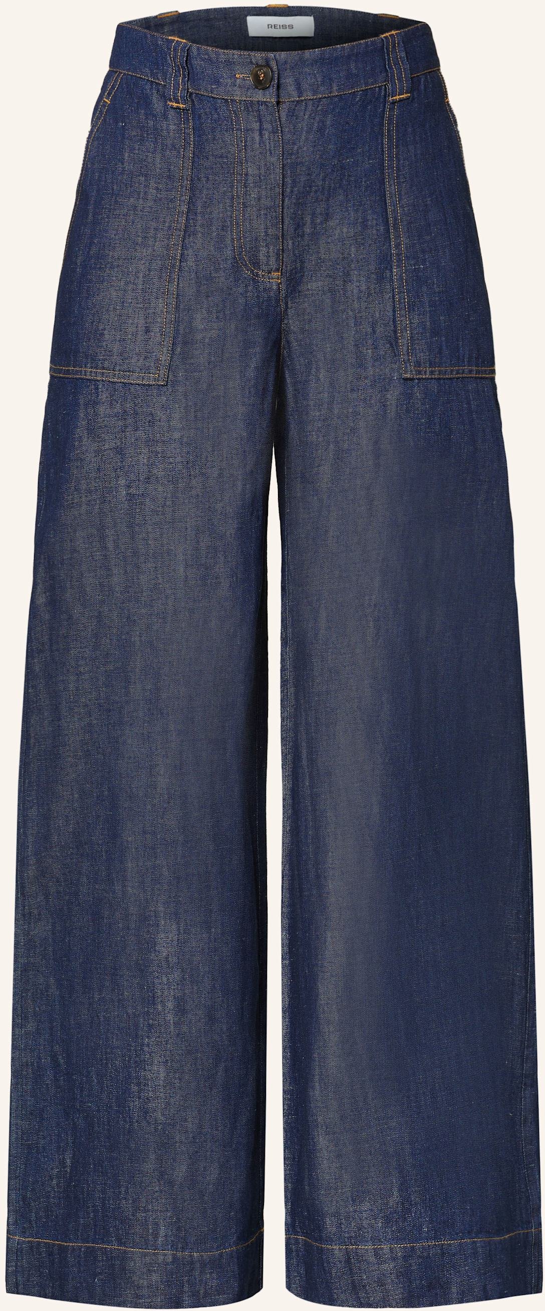 Reiss Wide Leg Jeans Ashby Mit Leinen blau