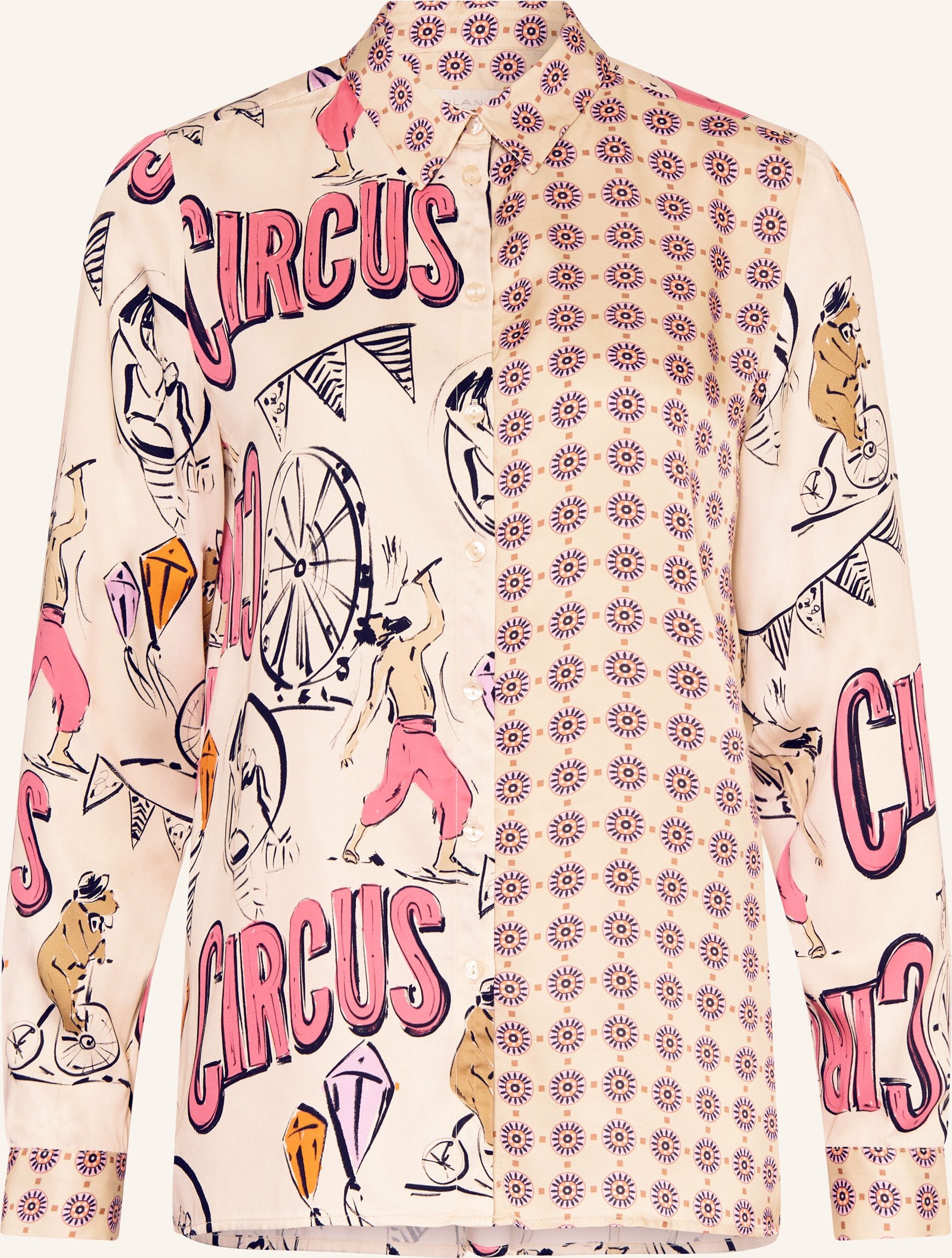 Milano Italy Hemdbluse Aus Satin beige