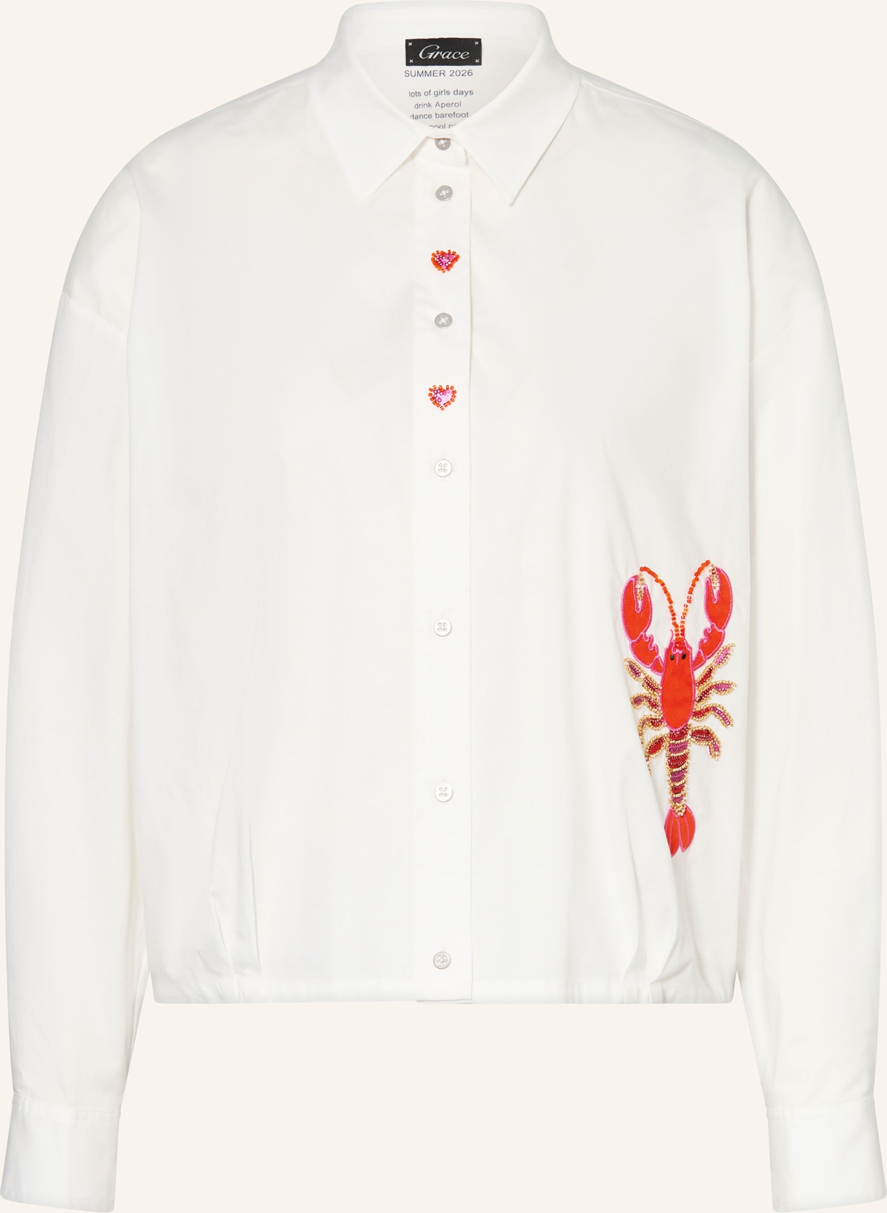 Grace Hemdbluse Mit Pailletten Und Schmuckstein weiss