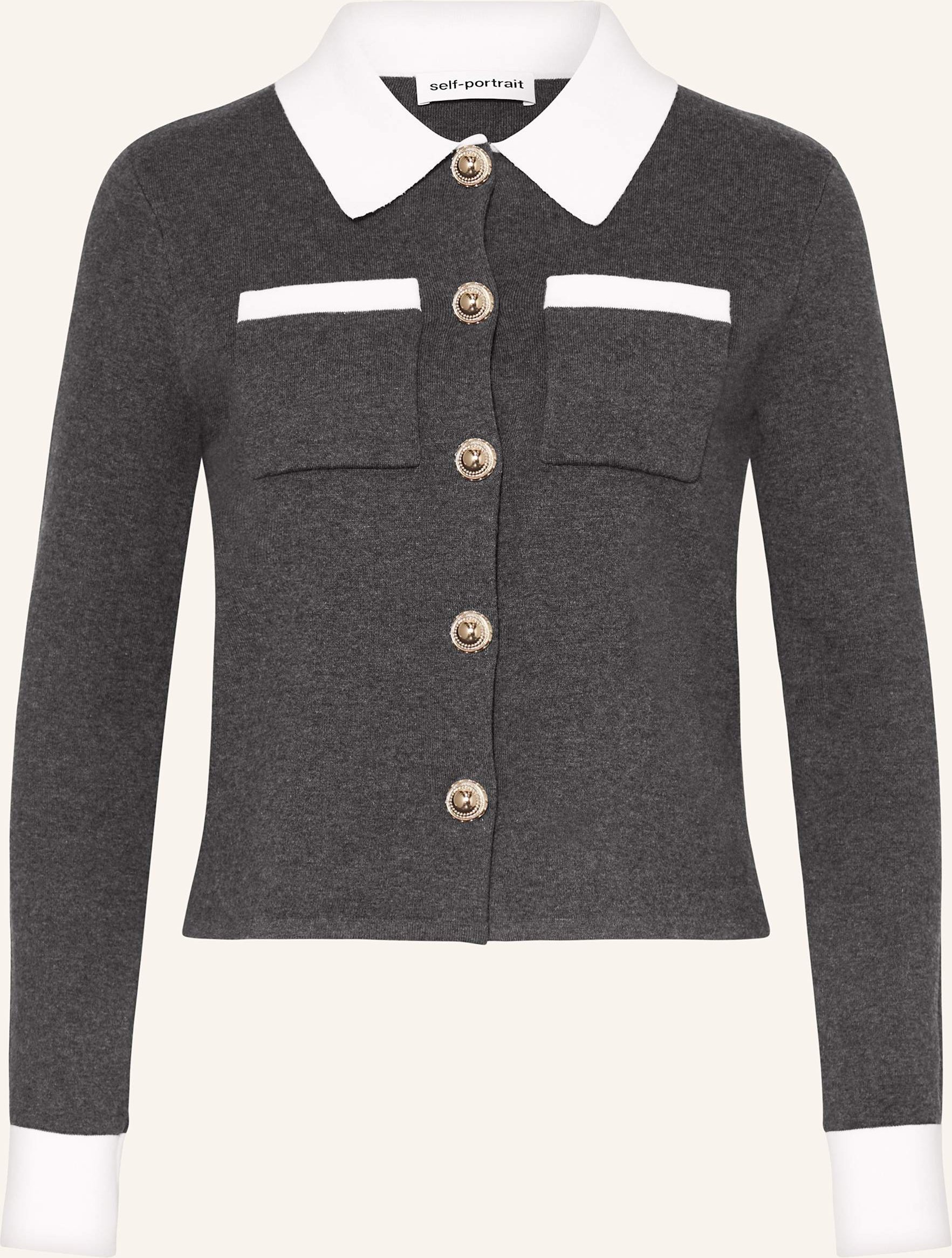 Self-Portrait Strickjacke grau