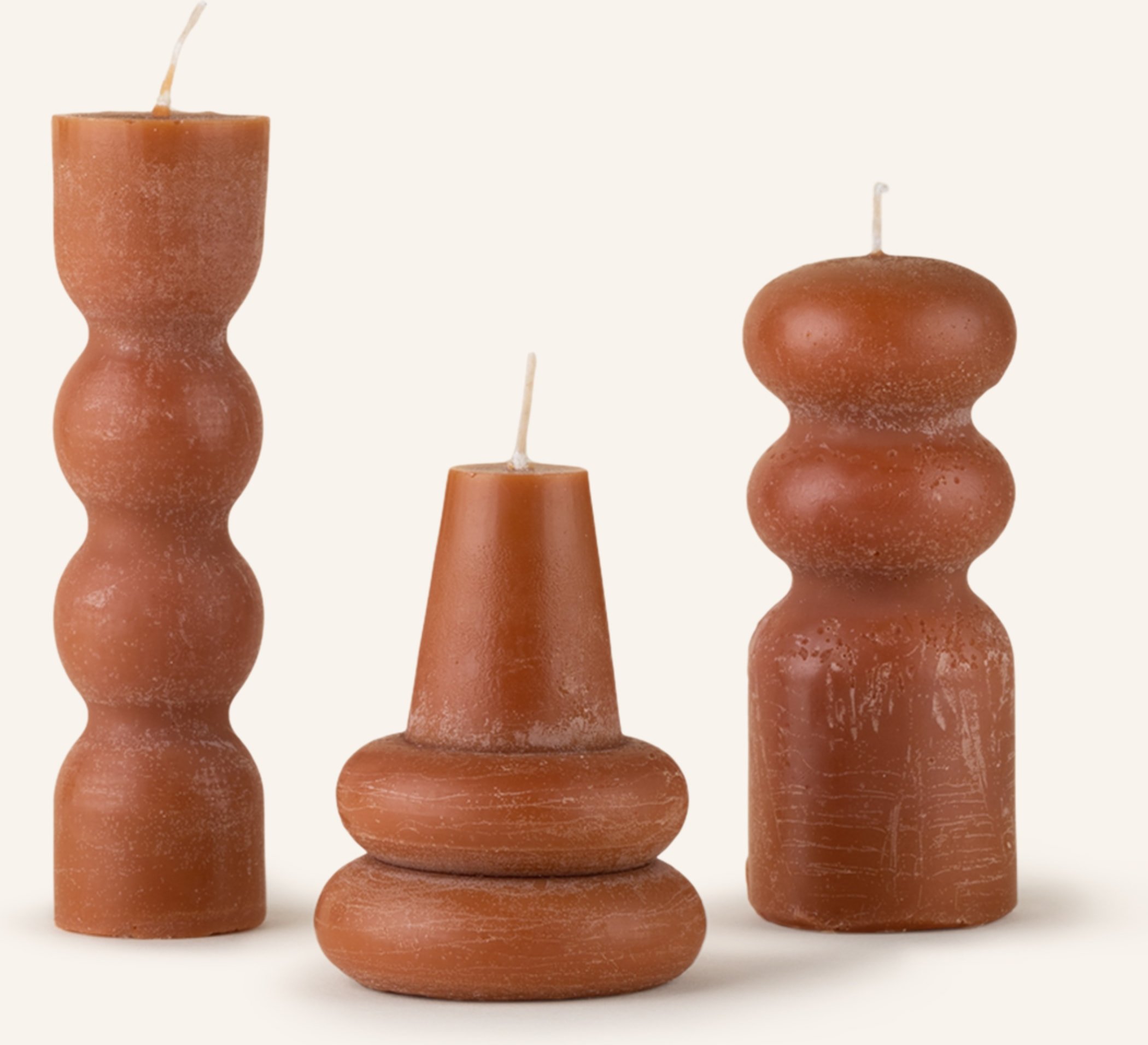 Ferm Living 3er-Set Kerzen Torno braun