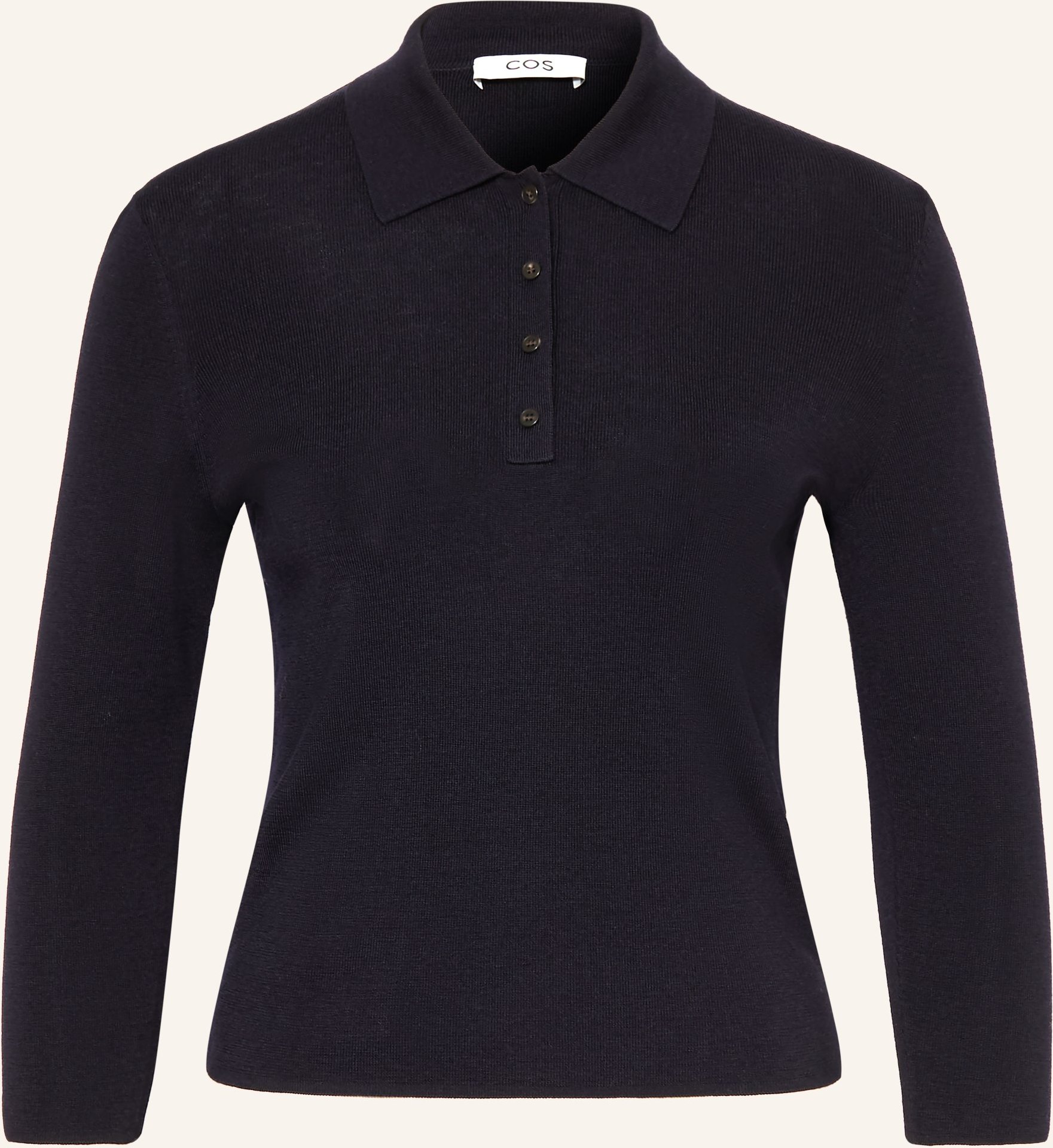 Cos Strick-Poloshirt Mit 3/4-Arm blau