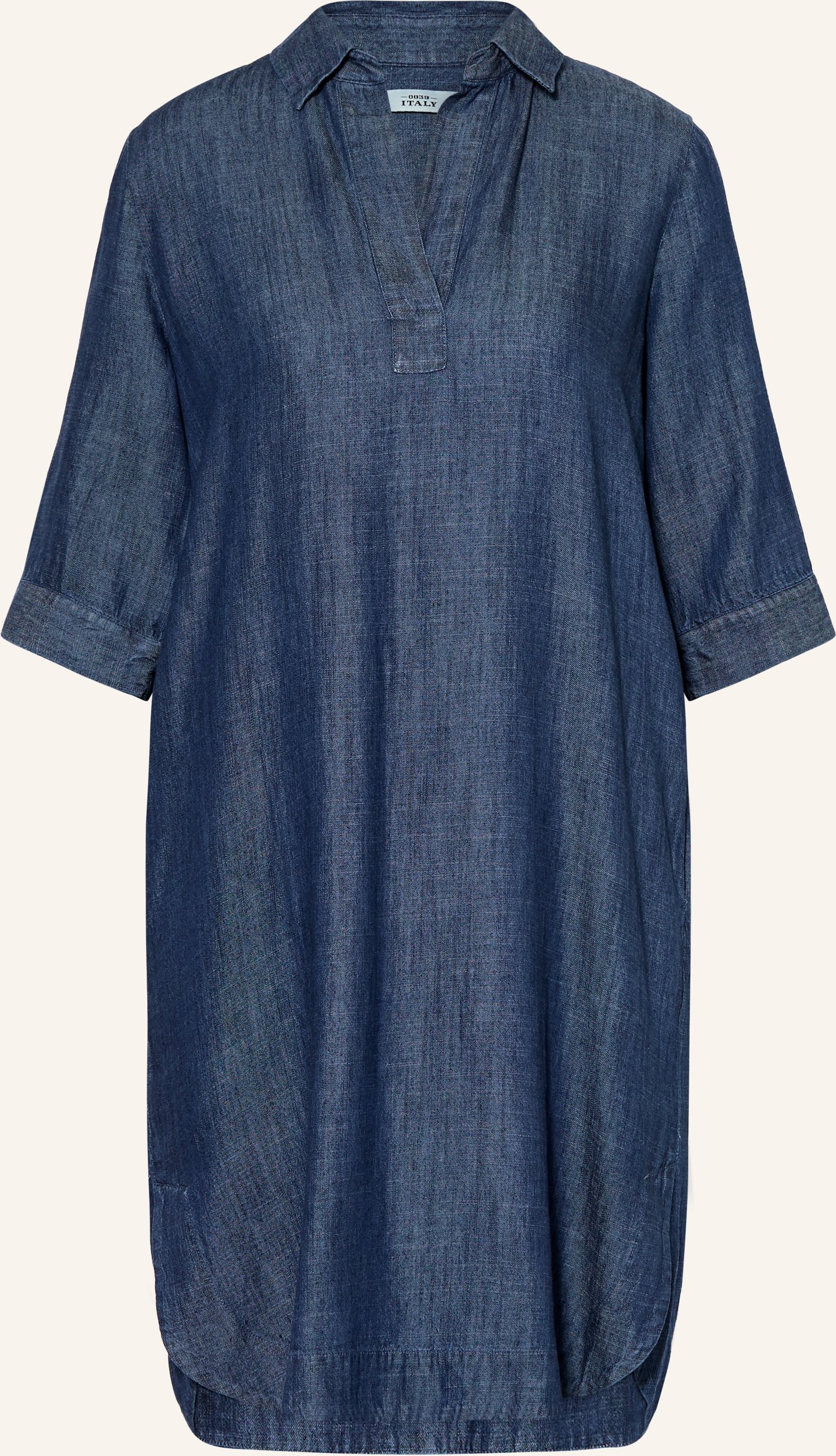 0039 Italy Kleid In Jeansoptik Mit 3/4-Arm blau