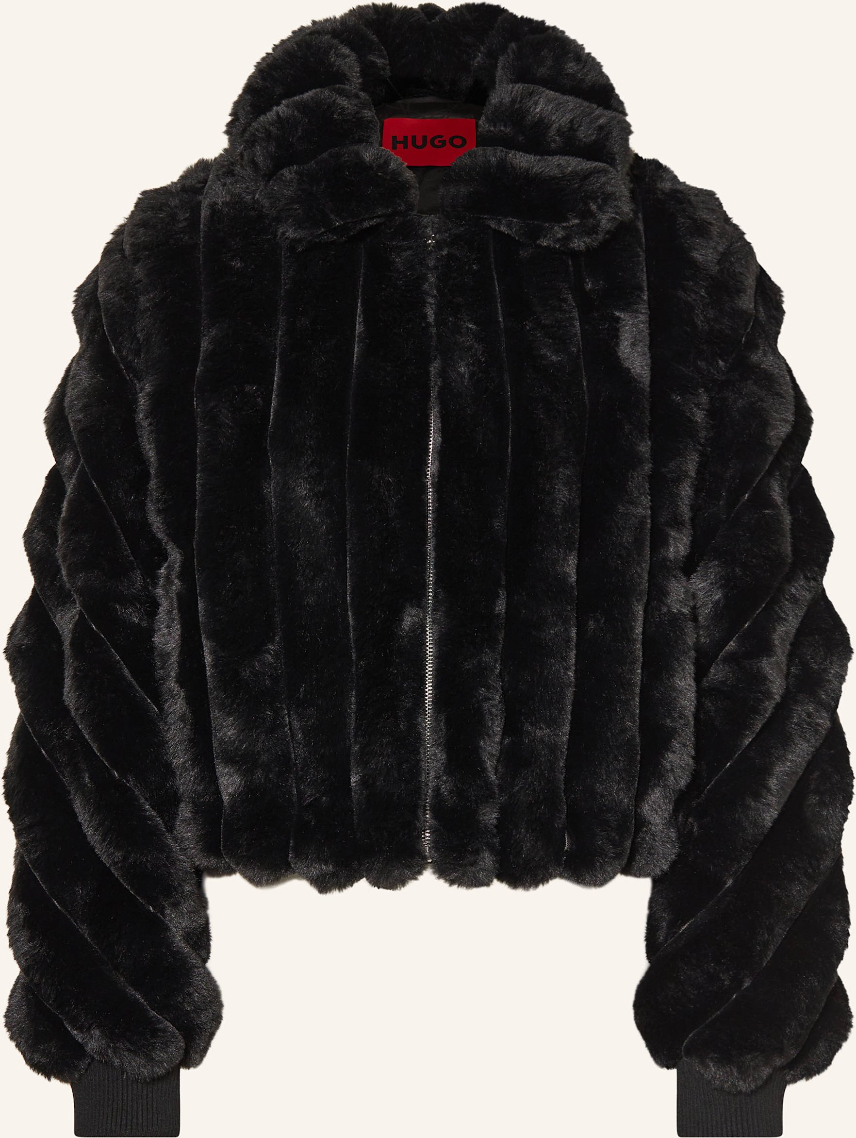 Thumbnail - Hugo Kunstfell-Jacke Floriane schwarz