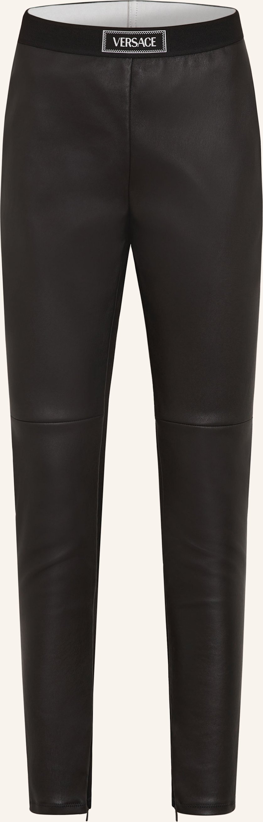 Versace Lederhose Im Materialmix schwarz