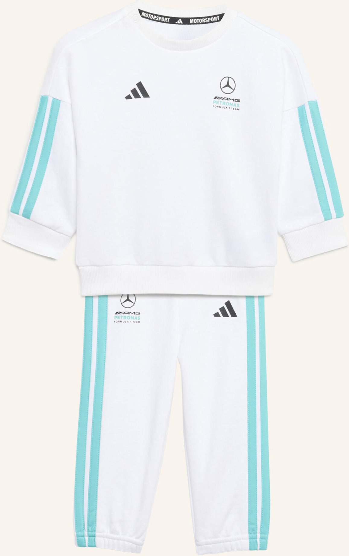 Adidas Mercedes-Amg Petronas Formula 1 Team Dna Kids Jogginganzug, Langärmlig weiss