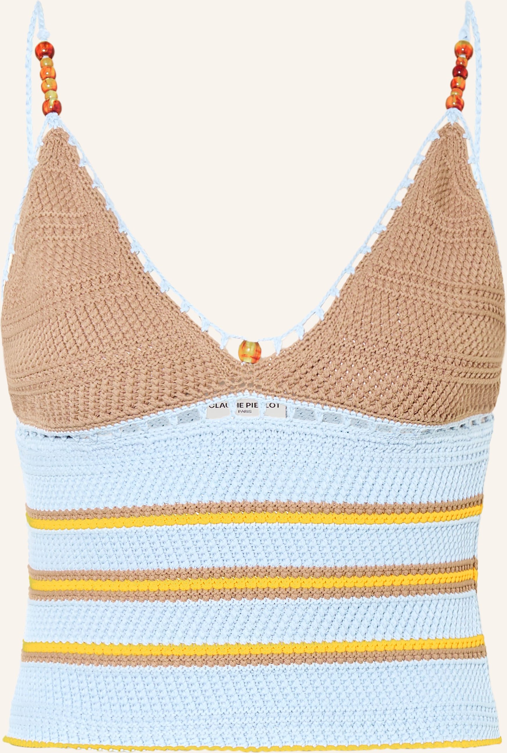 Claudie Pierlot Häkeltop Mit Schmuckperlen blau