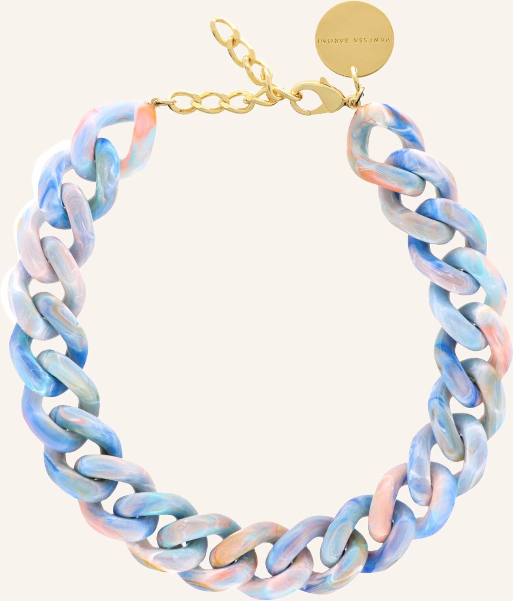Vanessa Baroni Kette Flat Chain Necklace Sea Wave By Glambou blau