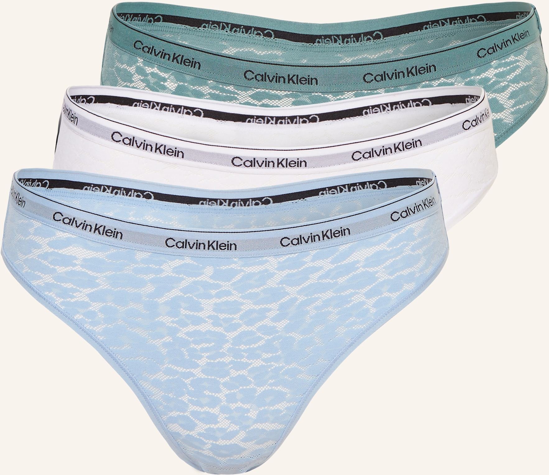 Calvin Klein 3er-Pack Slips Modern Lace gruen
