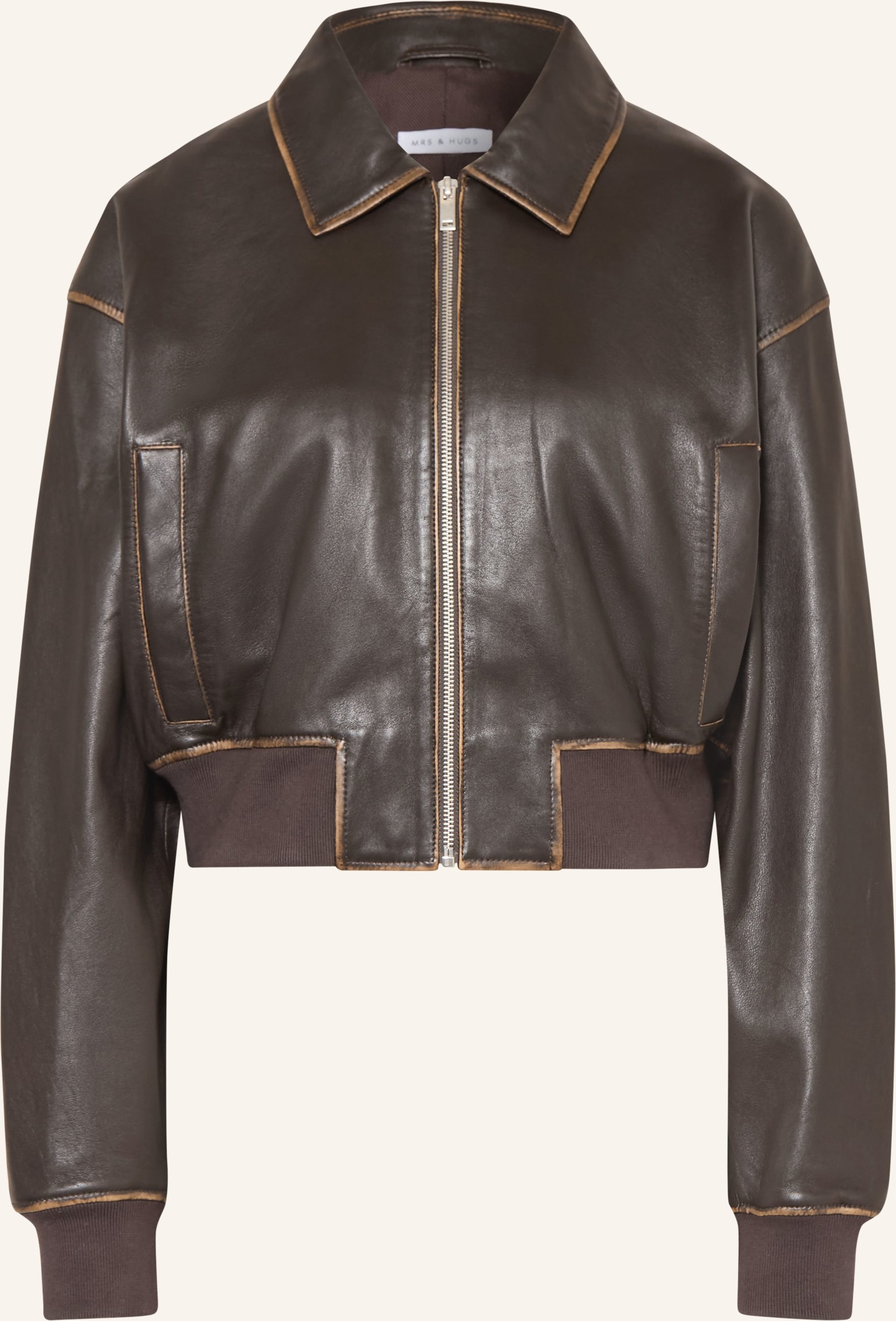Mrs & Hugs Lederblouson braun