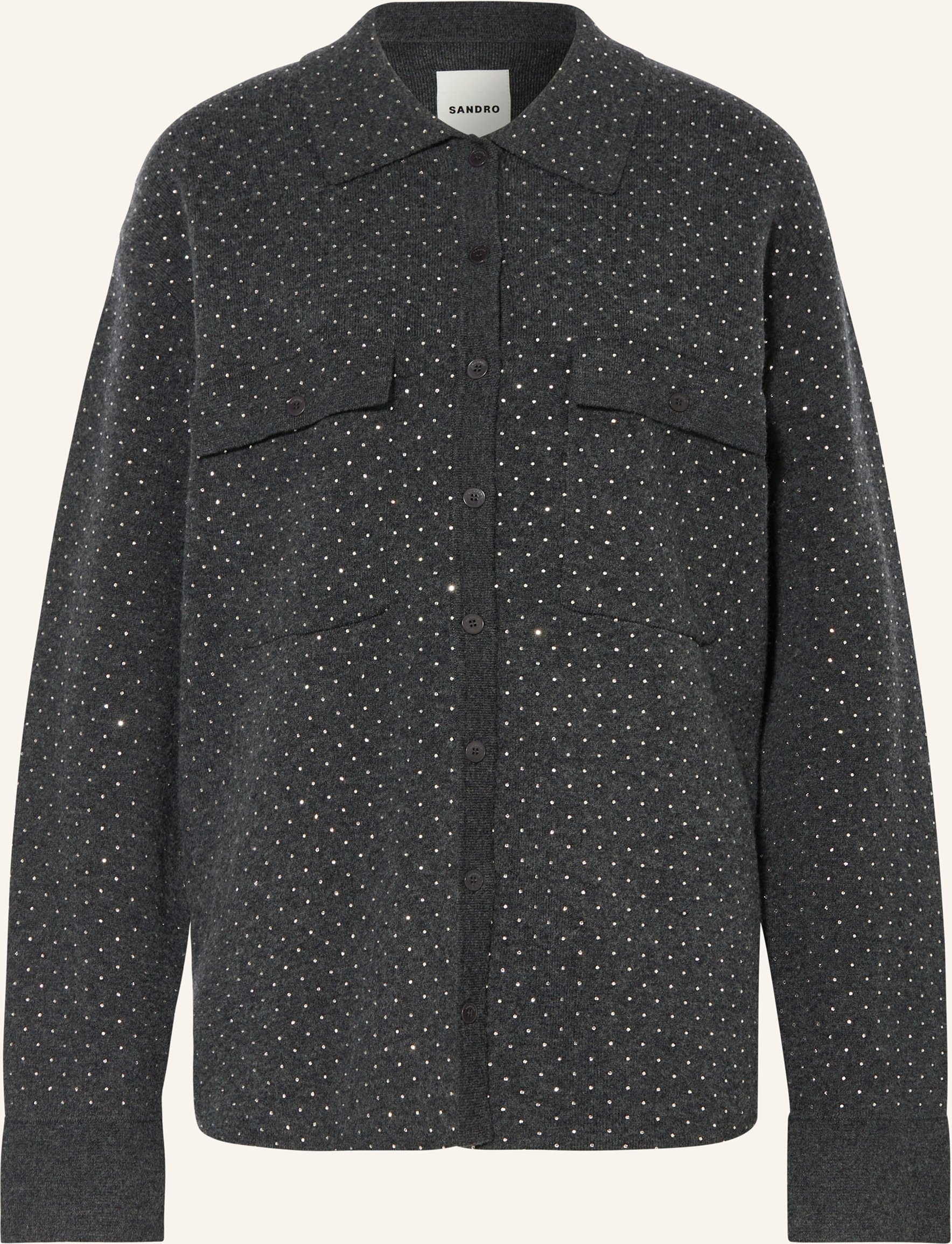 Sandro Strickjacke Mit Schmucksteinen grau