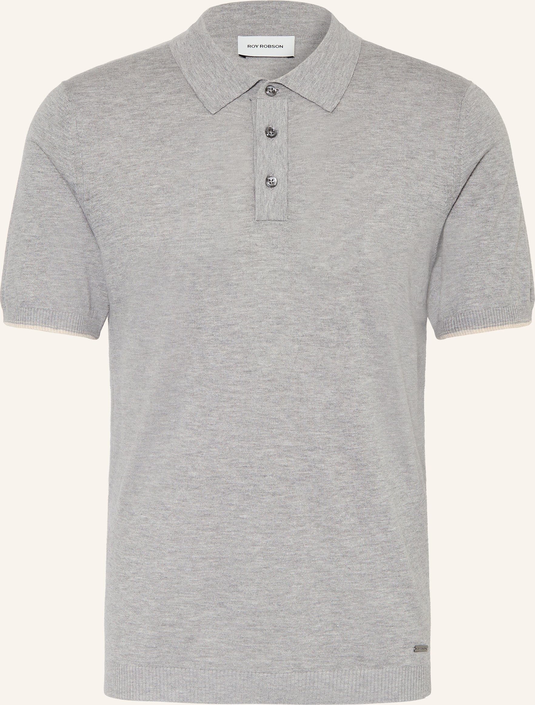 Roy Robson Strick-Poloshirt Mit Leinen grau