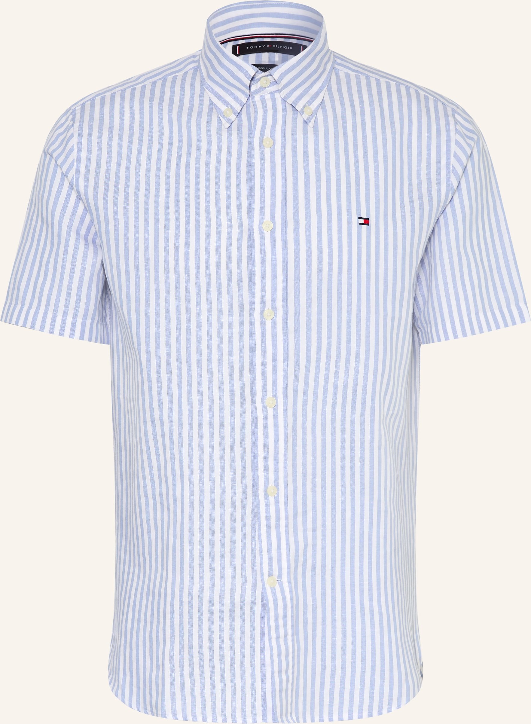 Tommy Hilfiger Kurzarm-Hemd Regular Fit Mit Leinen gruen