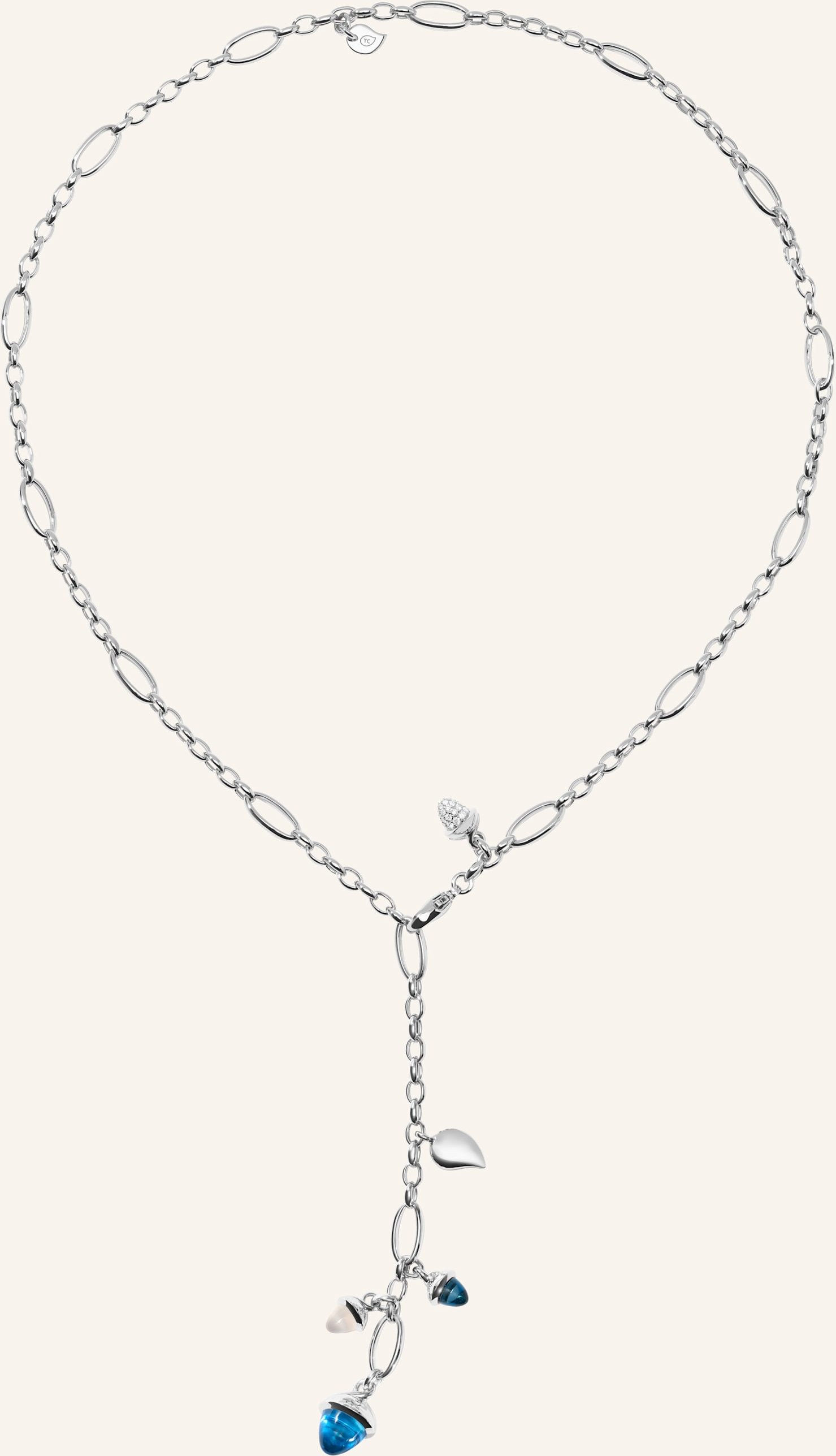 Tamara Comolli Halskette Necklace Mikado Delicate 51 Cm 'Ocean' With Diamond Pavé 18k Weißgold silber