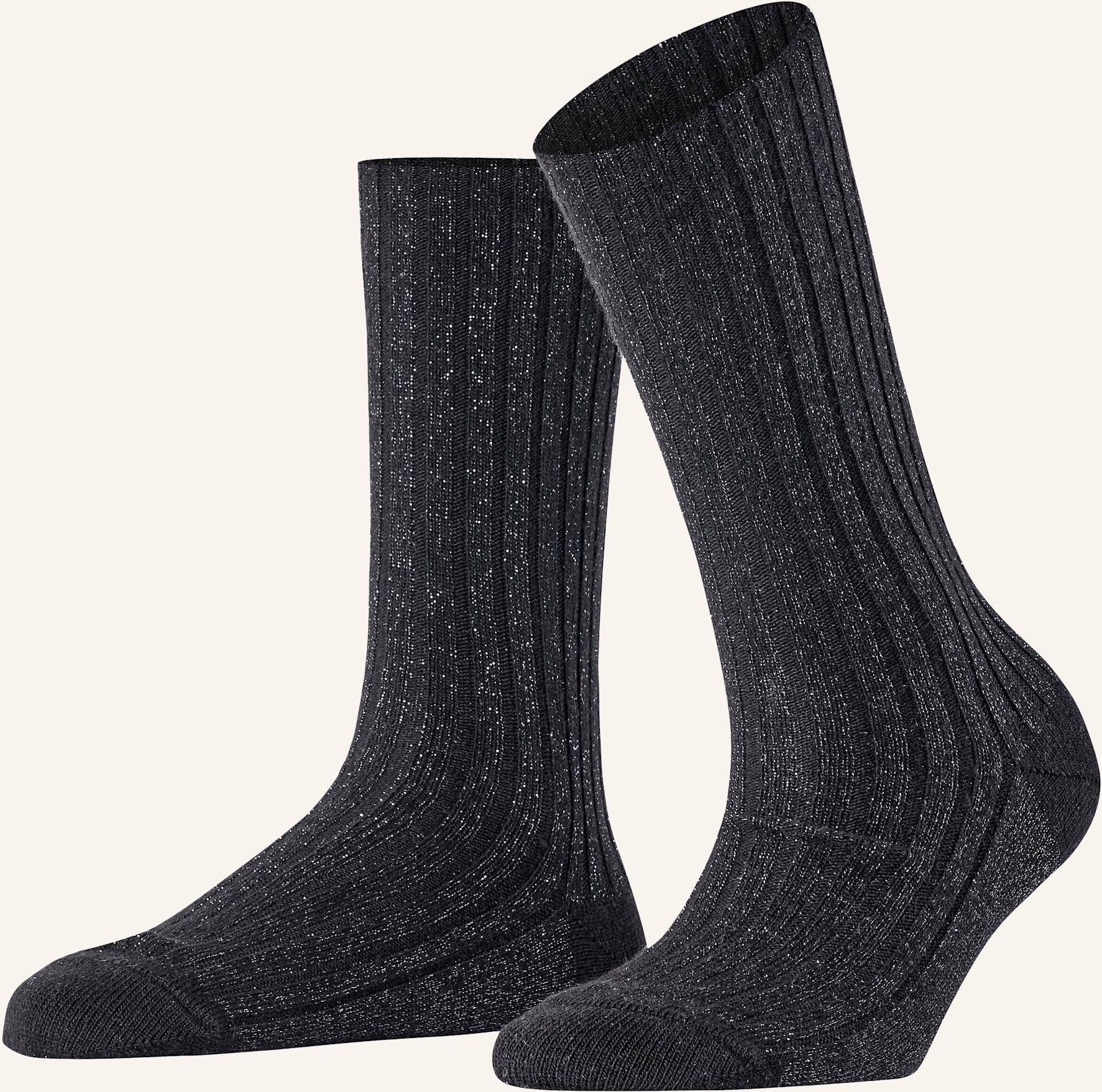 Thumbnail - Falke Socken Cosy Wool Mit Glitzergarn schwarz