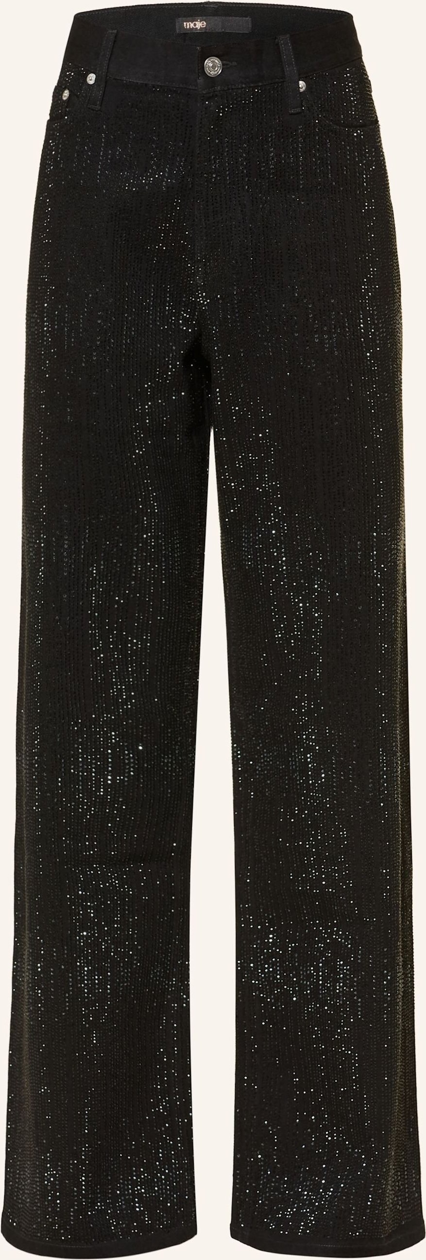 Maje Wide Leg Jeans Mit Schmucksteinen schwarz