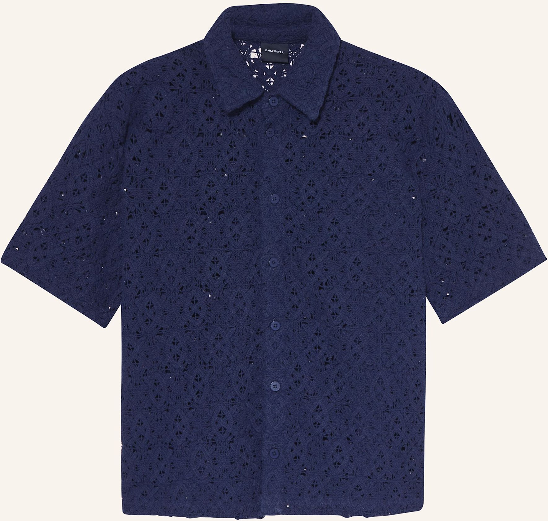 Thumbnail - Daily Paper Häkelhemd Lace Shield Relaxed Fit blau