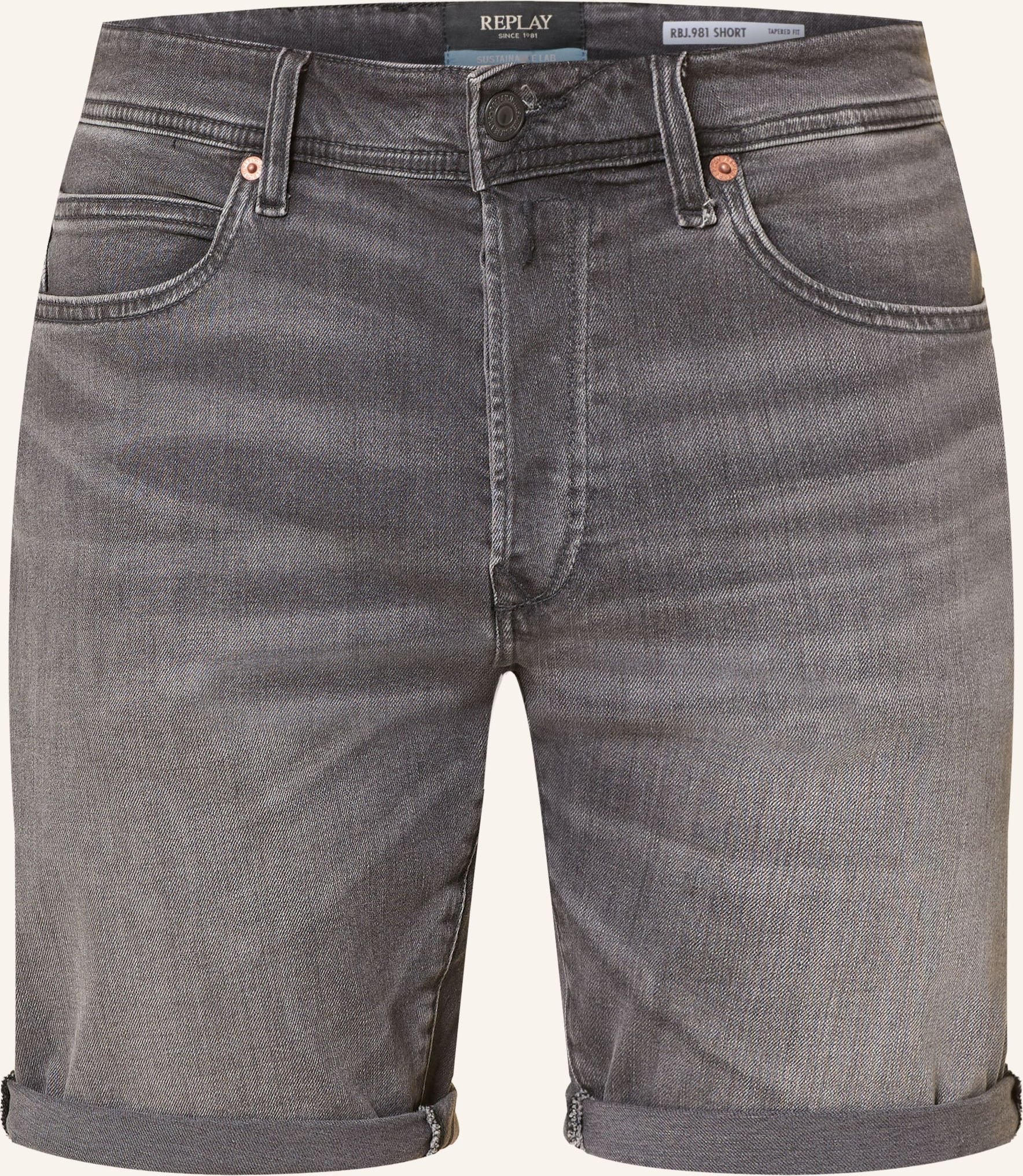 Replay Jeansshorts Tapered Fit grau