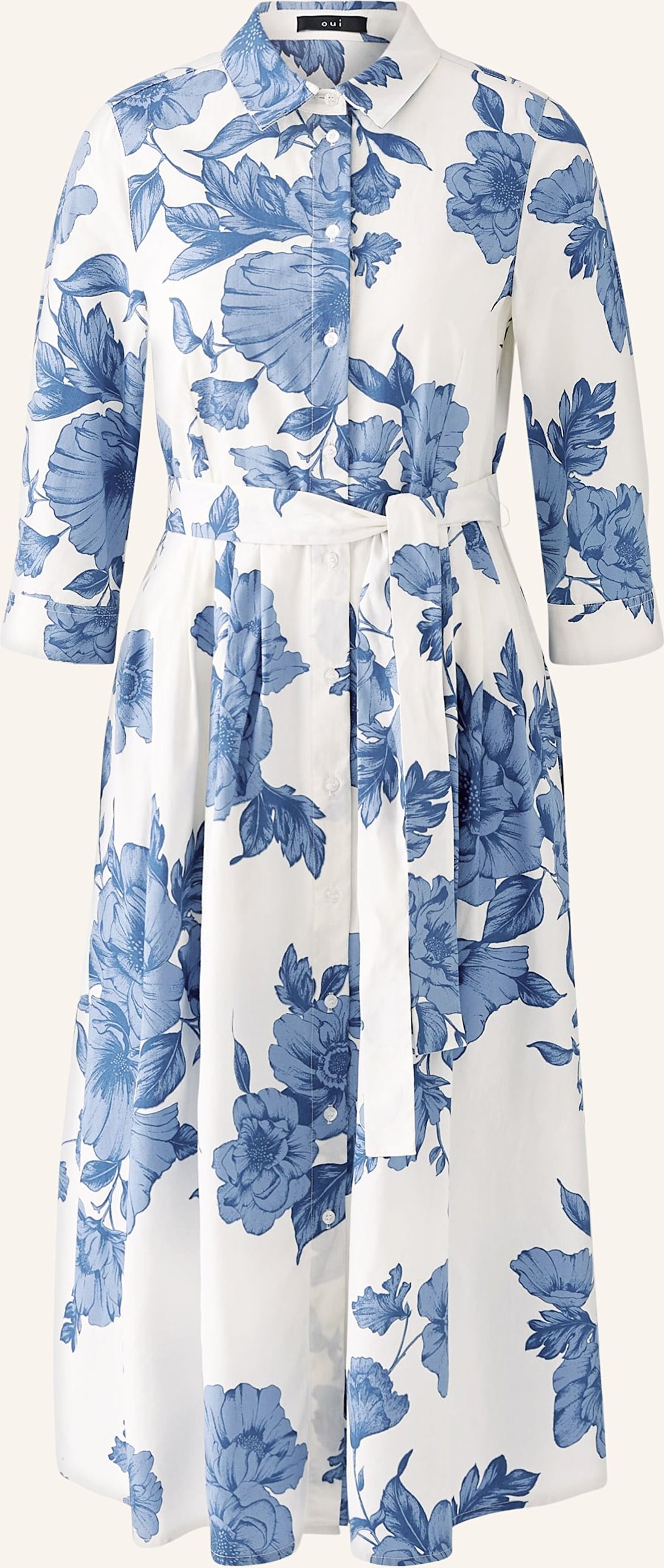 Oui Hemdblusenkleid Mit 3/4-Arm blau