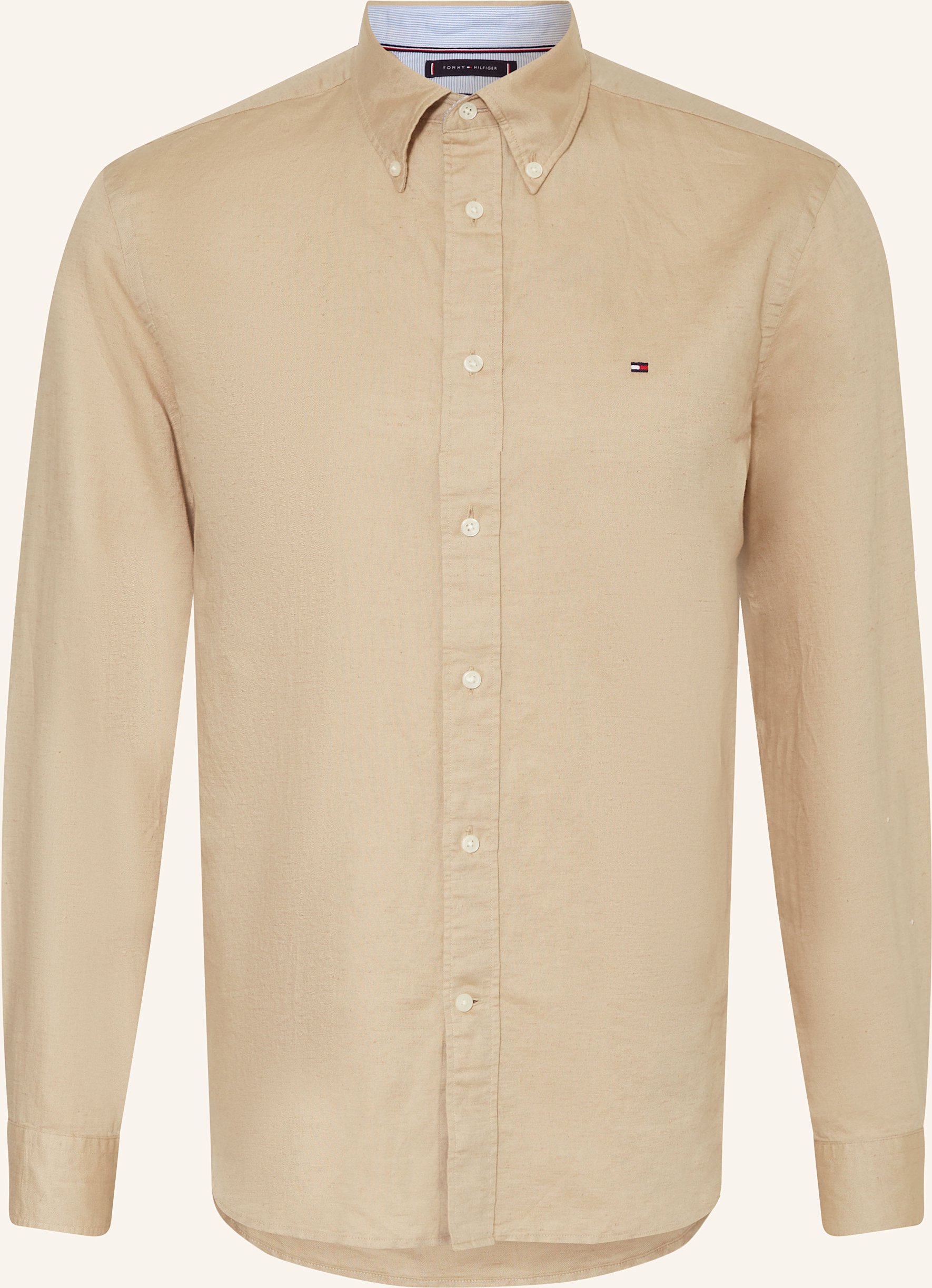 Tommy Hilfiger Hemd Comfort Fit Mit Leinen beige