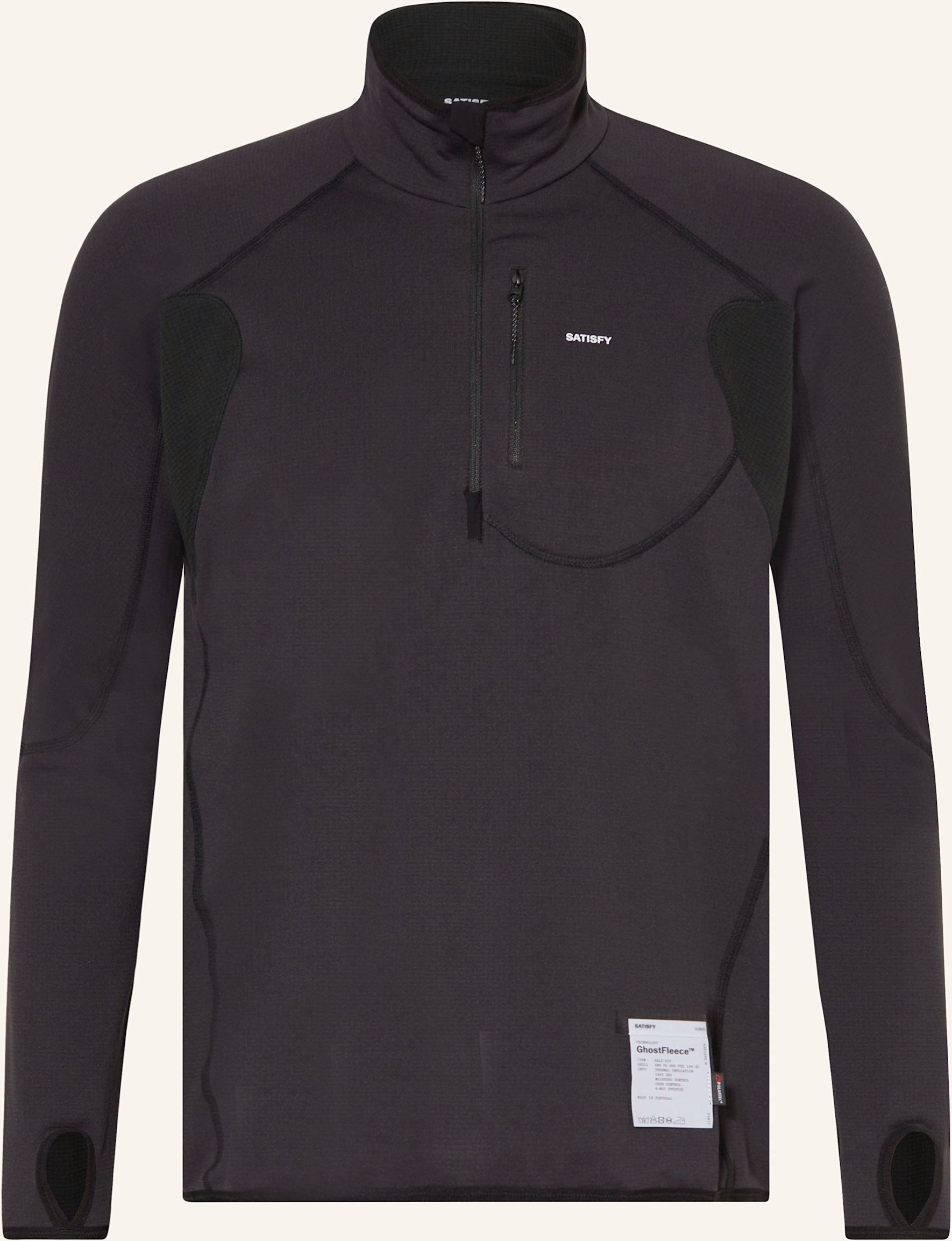 Satisfy Laufshirt Ghostfleece™ Half Zip schwarz
