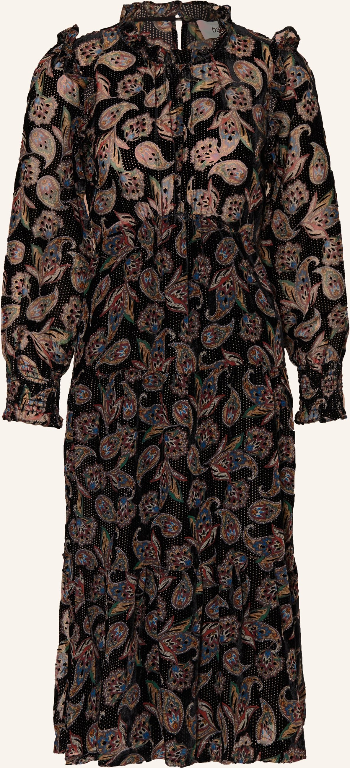 Ba&Sh Samtkleid Roane Mit Rüschen schwarz
