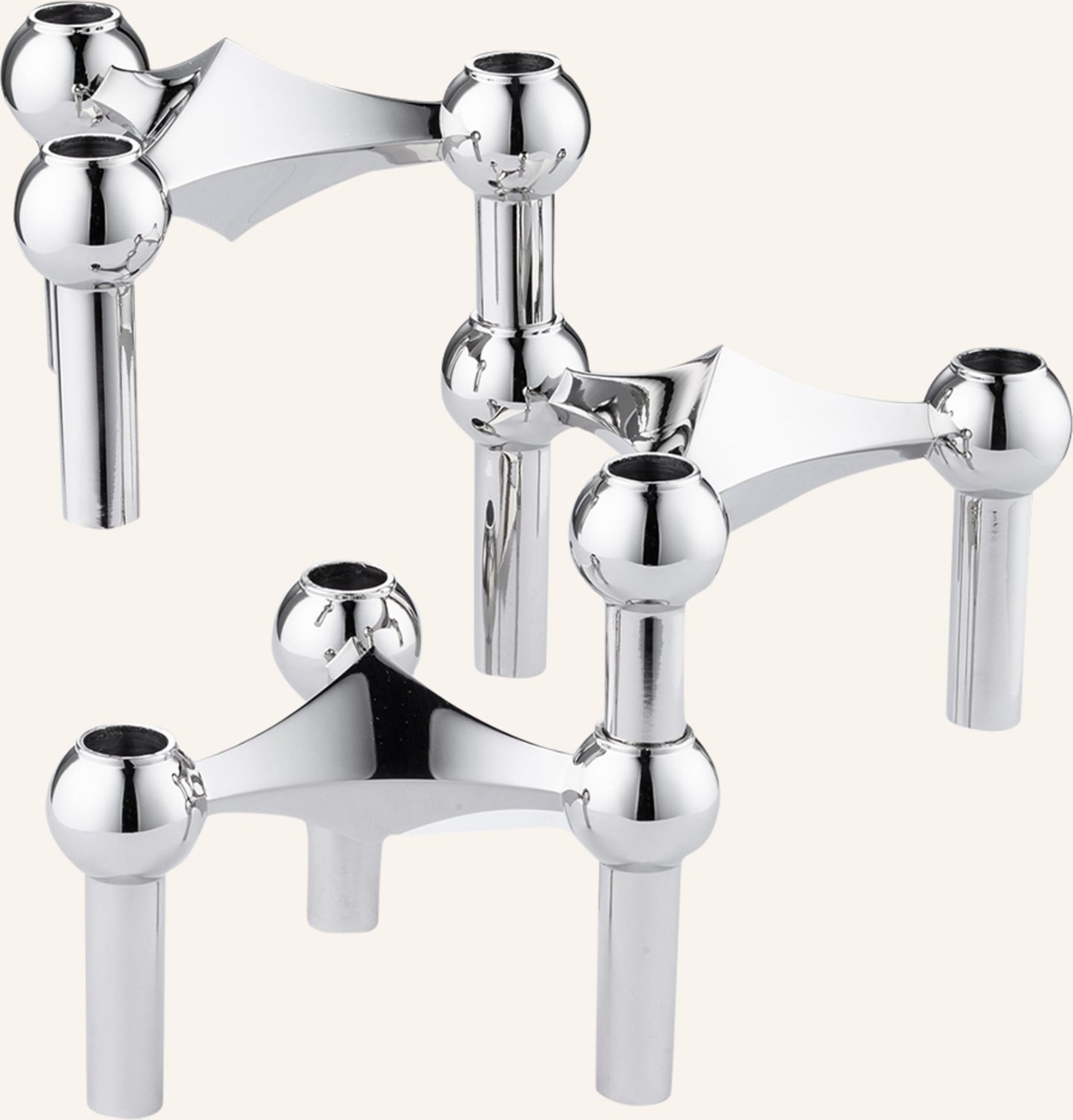 Stoff Nagel 3er-Set Kerzenhalter silber