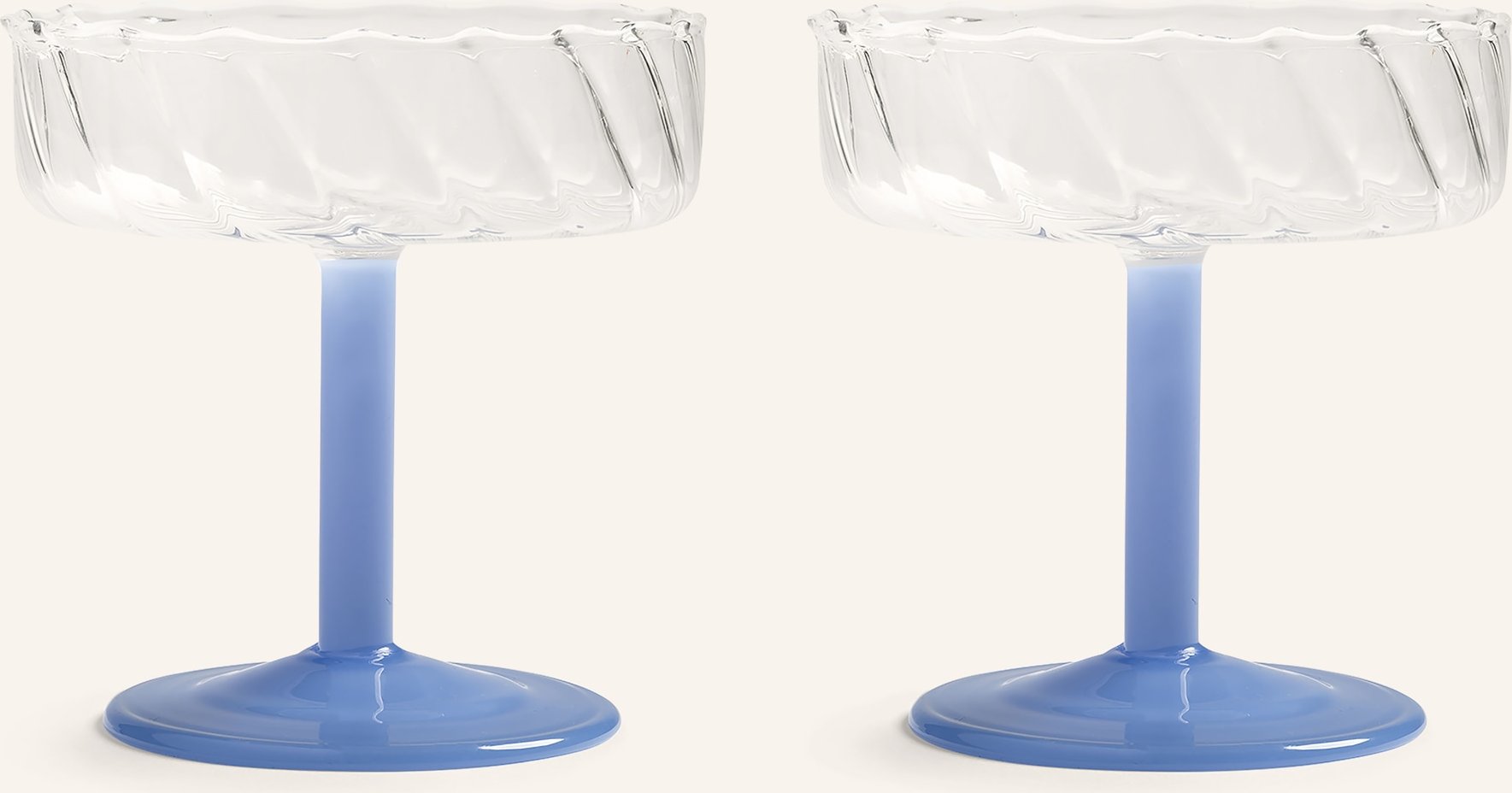 &K Amsterdam 2er-Set Champagnergläser Twirl blau