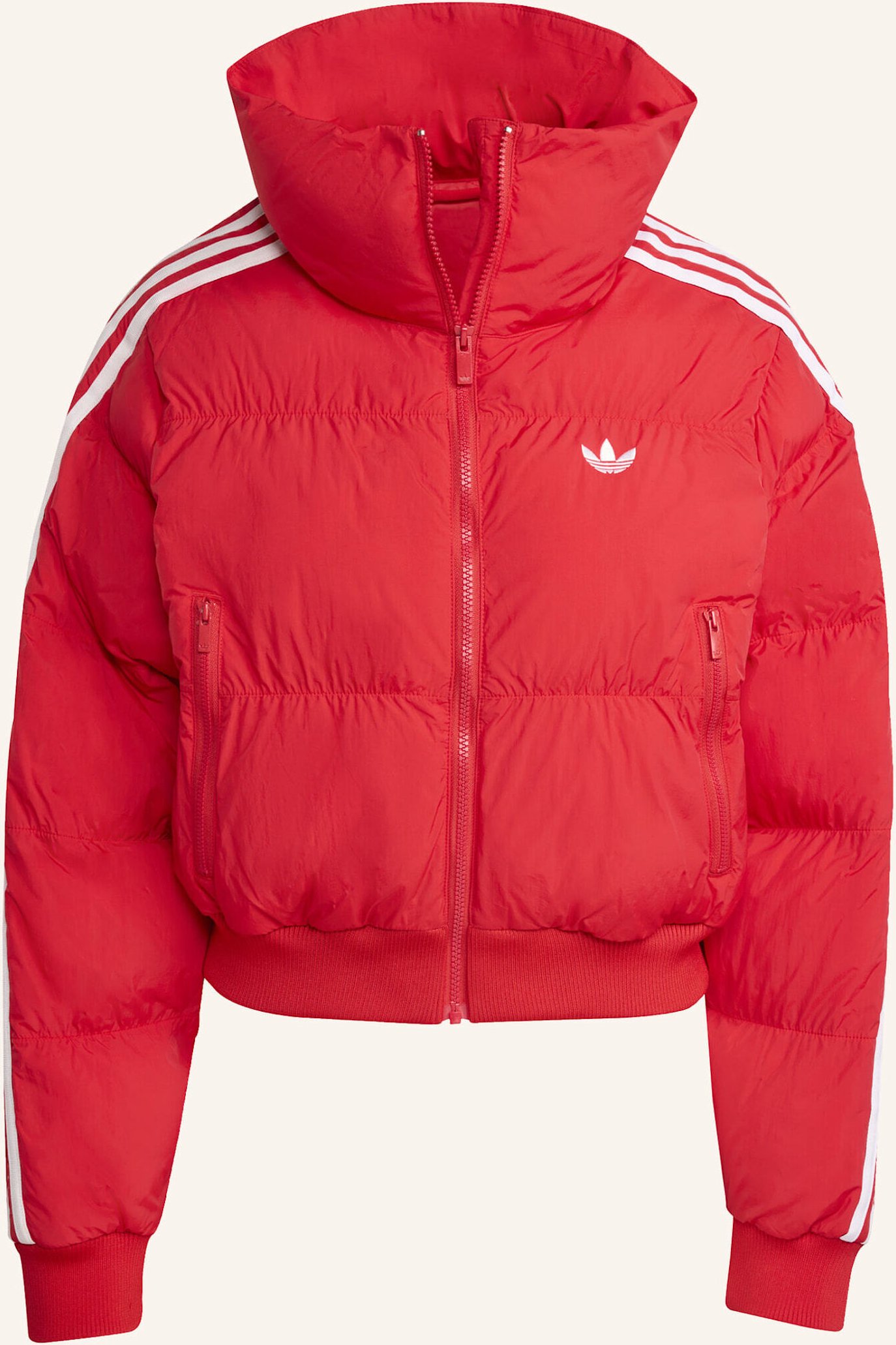 Thumbnail - Adidas Originals Adicolor Kürzer Geschnittener Puffer Jacke Aus Kunstdaunen rot