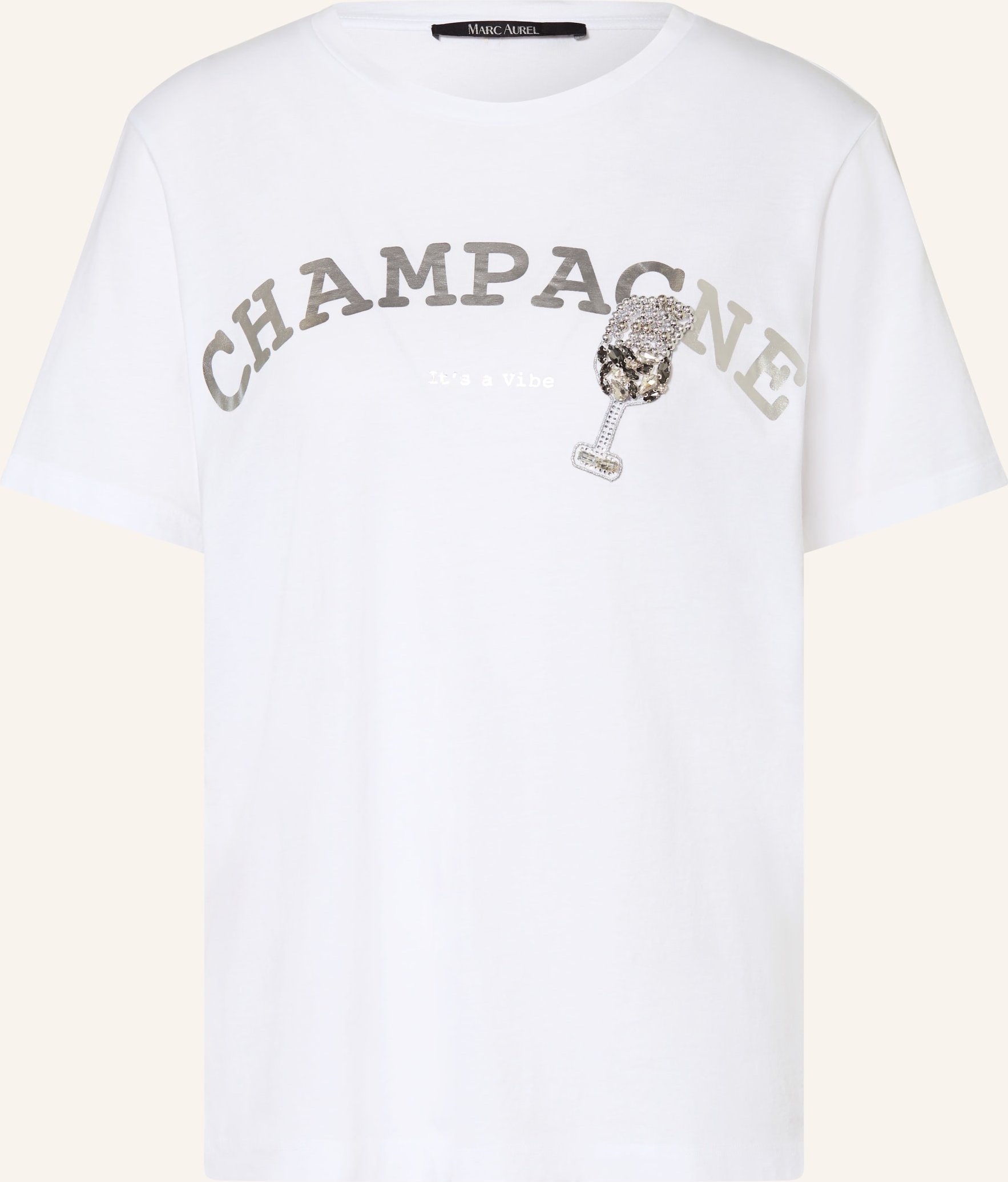 Marc Aurel T-Shirt Mit Schmucksteinen weiss