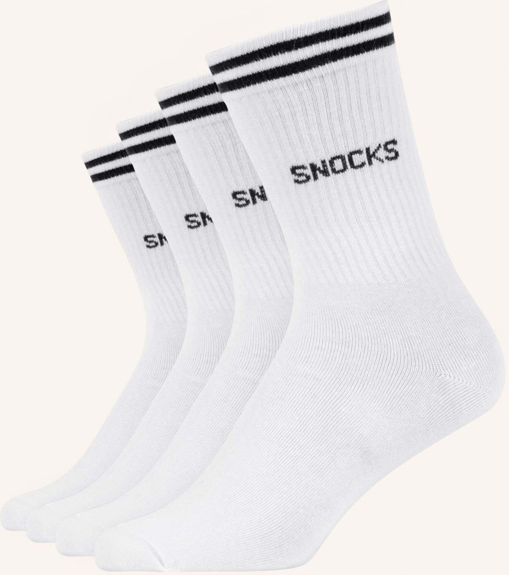 Snocks Hohe Sportsocken Mit Streifen (4 Paare) weiss