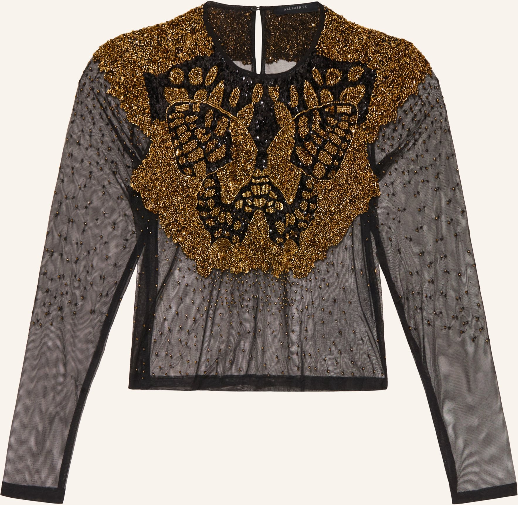 Allsaints Blusenshirt Greta Aus Mesh Mit Pailletten schwarz