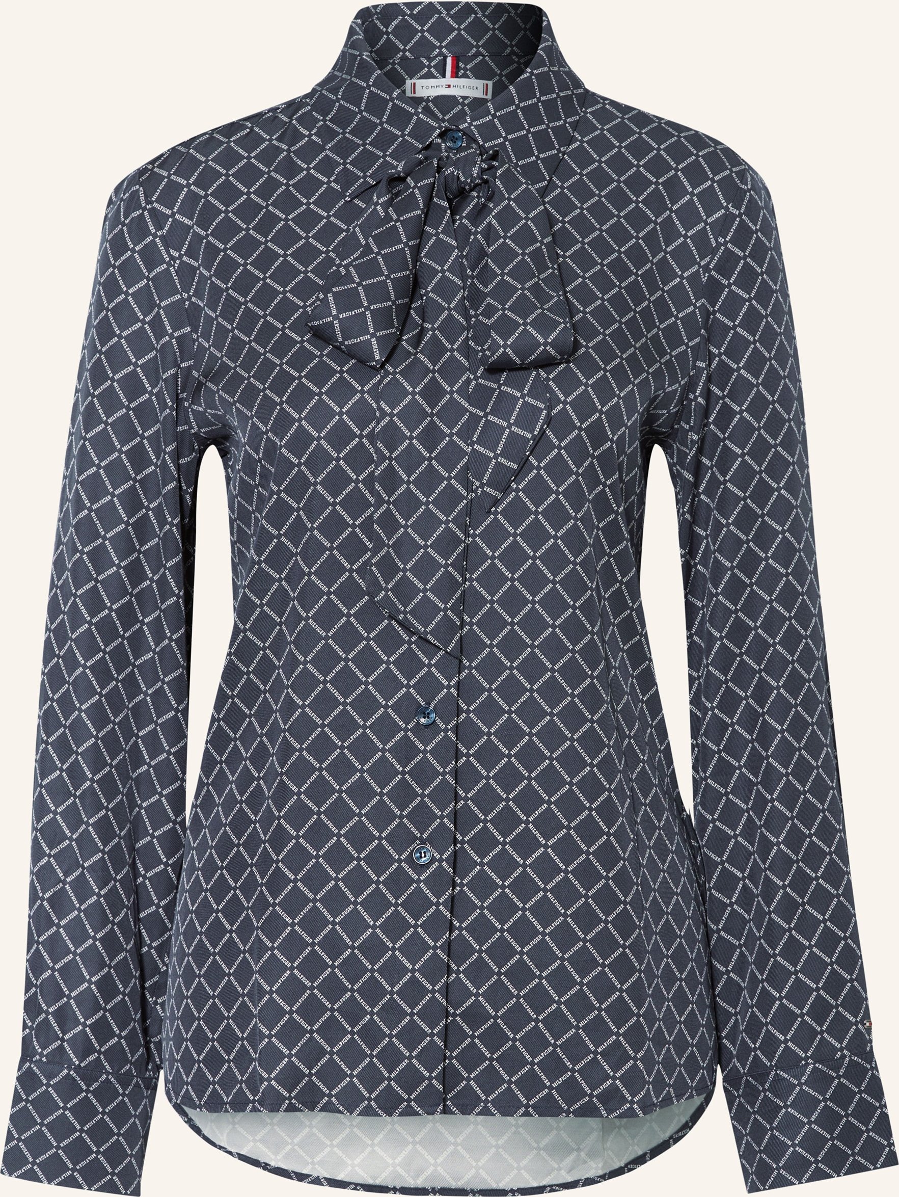 Tommy Hilfiger Hemdbluse Diamond Mit Schluppe blau