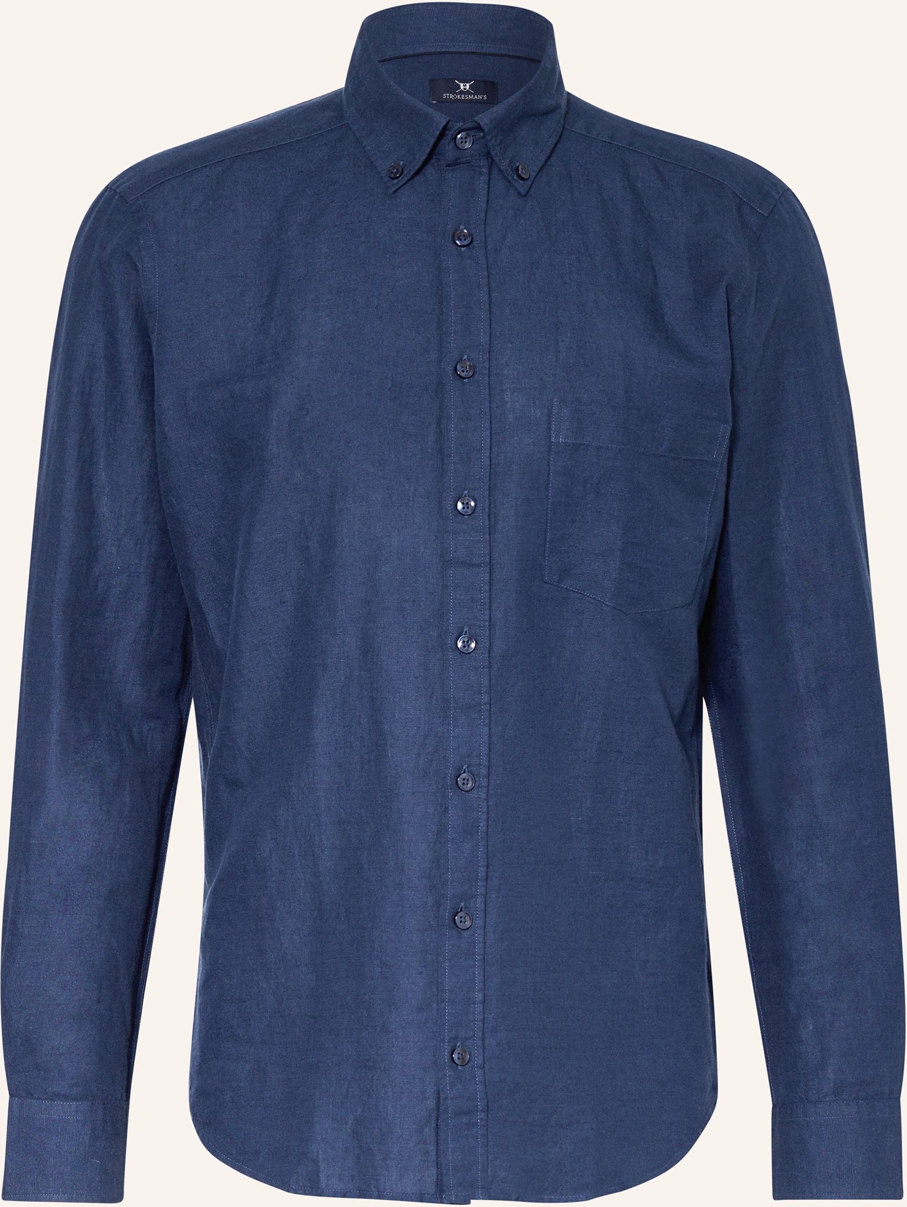 Strokesman's Hemd Regular Fit Mit Leinen blau