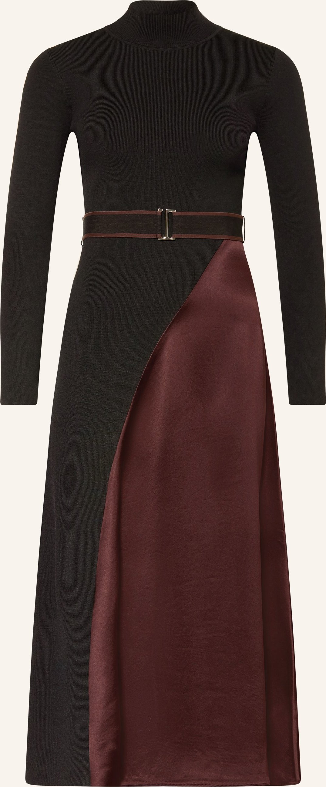 Thumbnail - Reiss Kleid Misty Im Materialmix schwarz