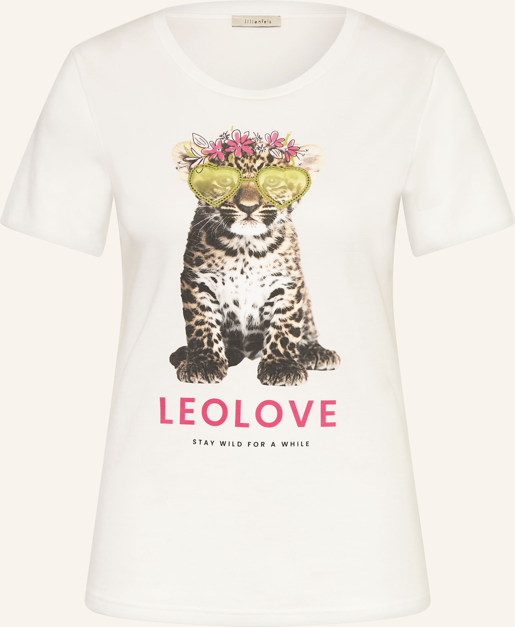 Lilienfels T-Shirt Leo Love Mit Schmucksteinen weiss