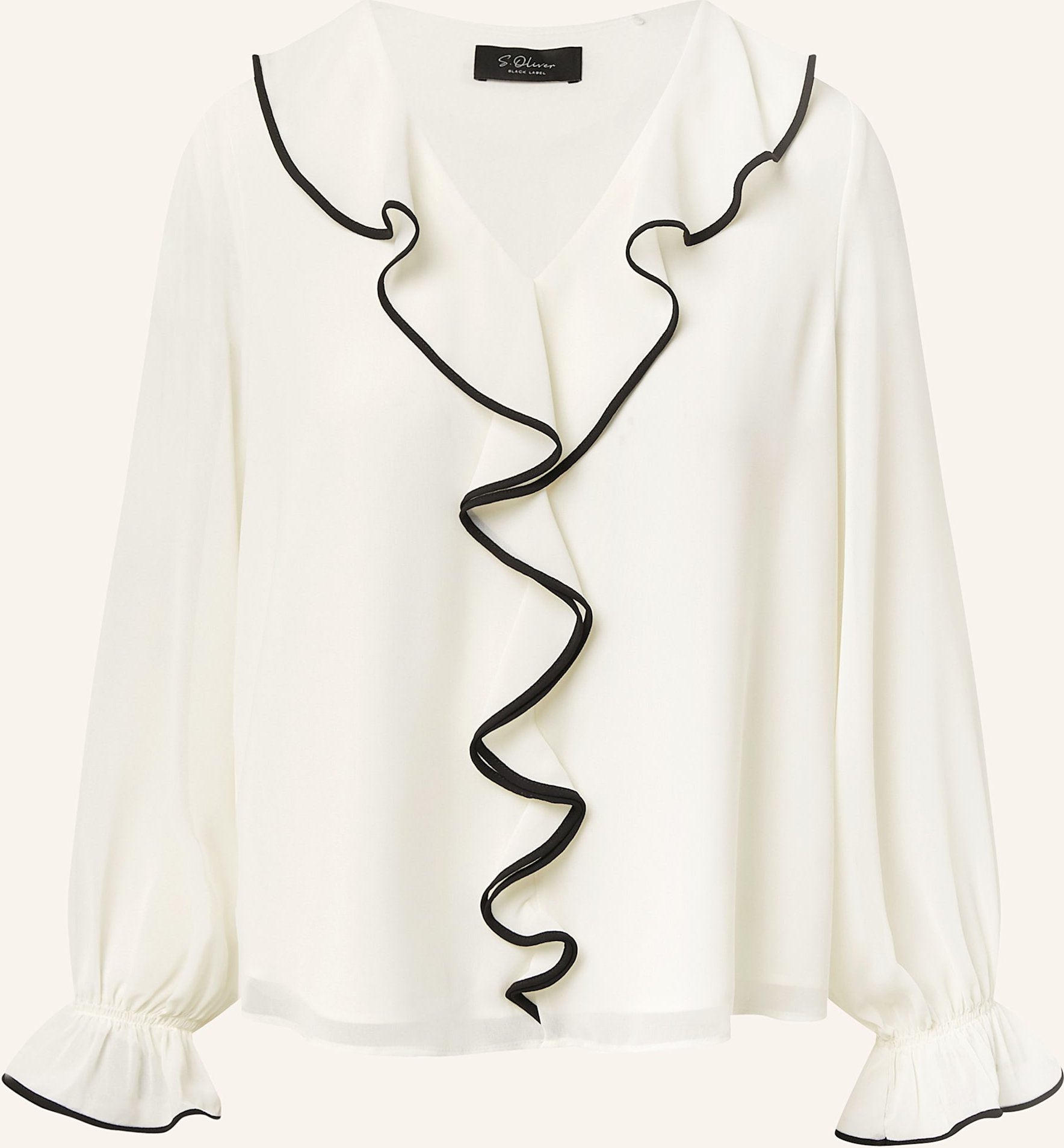 S.Oliver Black Label Bluse Mit Volants beige