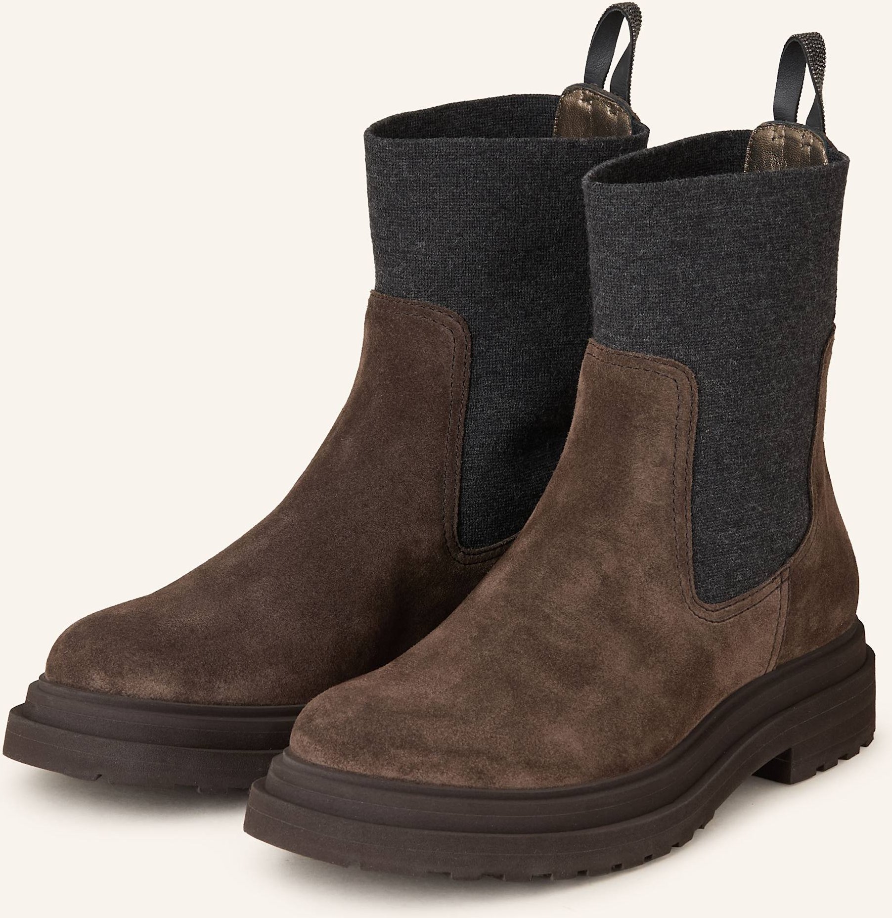 Thumbnail - Brunello Cucinelli Chelsea-Boots Mit Schmucksteinen braun