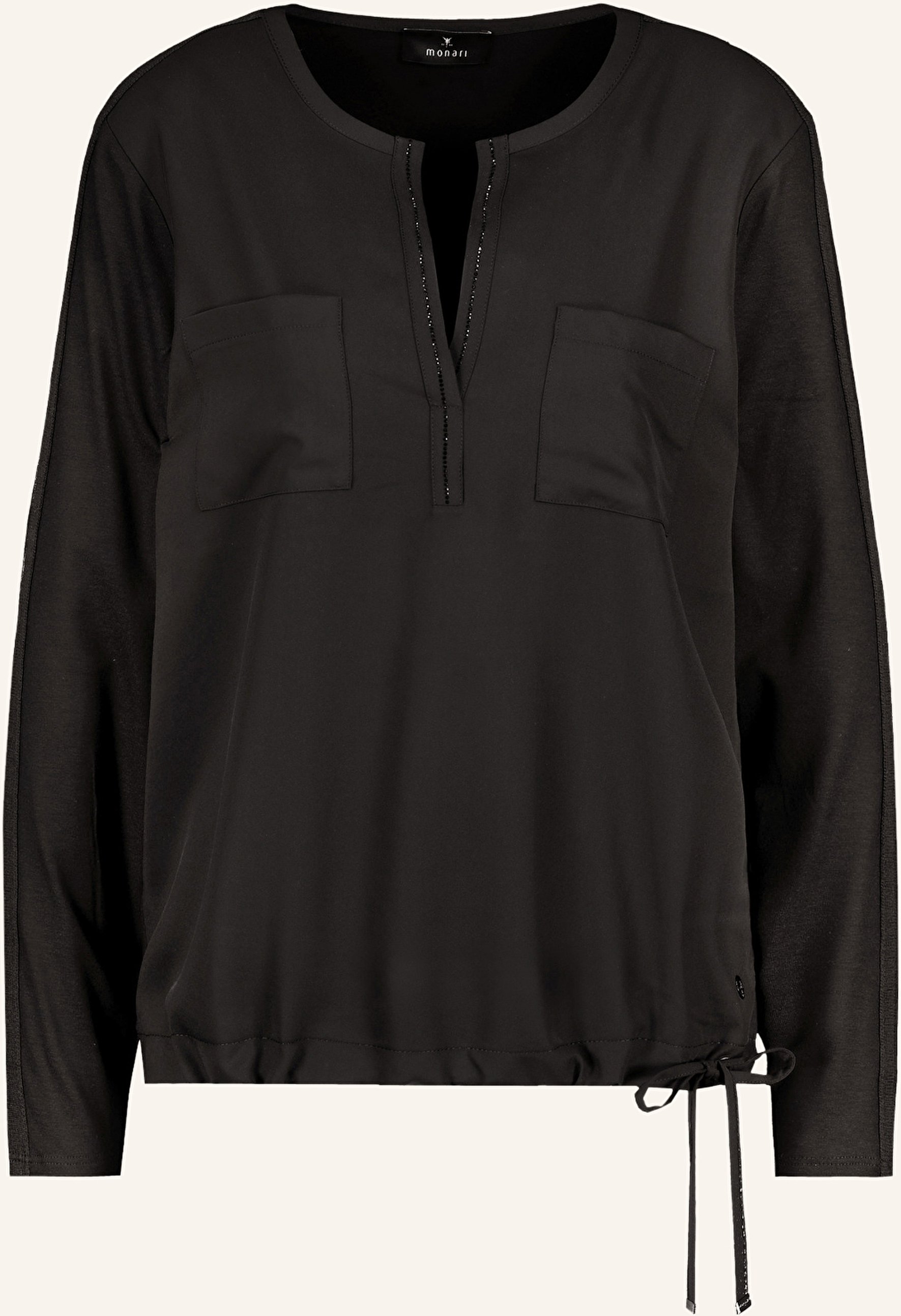 Monari Blusenshirt Im Materialmix Mit Schmucksteinen schwarz