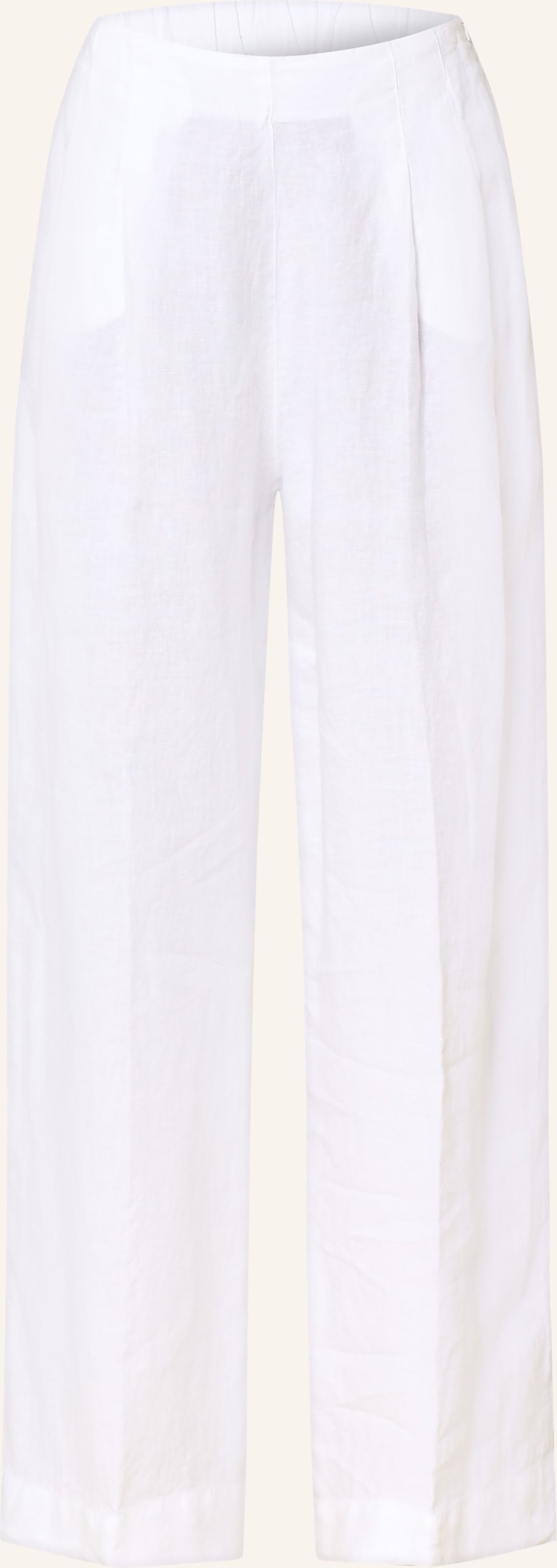 120%Lino Marlenehose Aus Leinen weiss