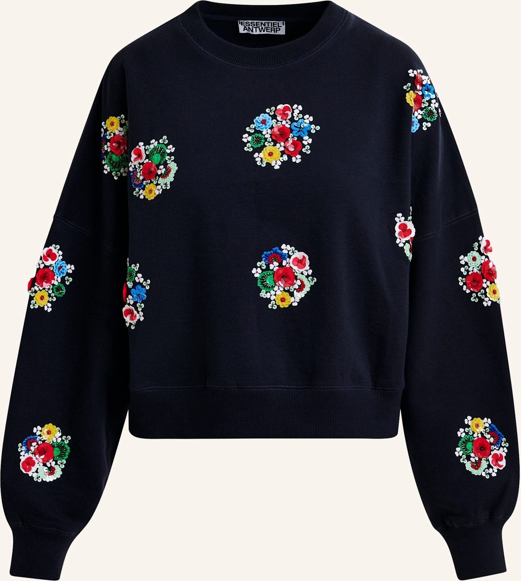 Essentiel Antwerp Sweatshirt Itro Mit Pailletten Und Schmuckperlen blau