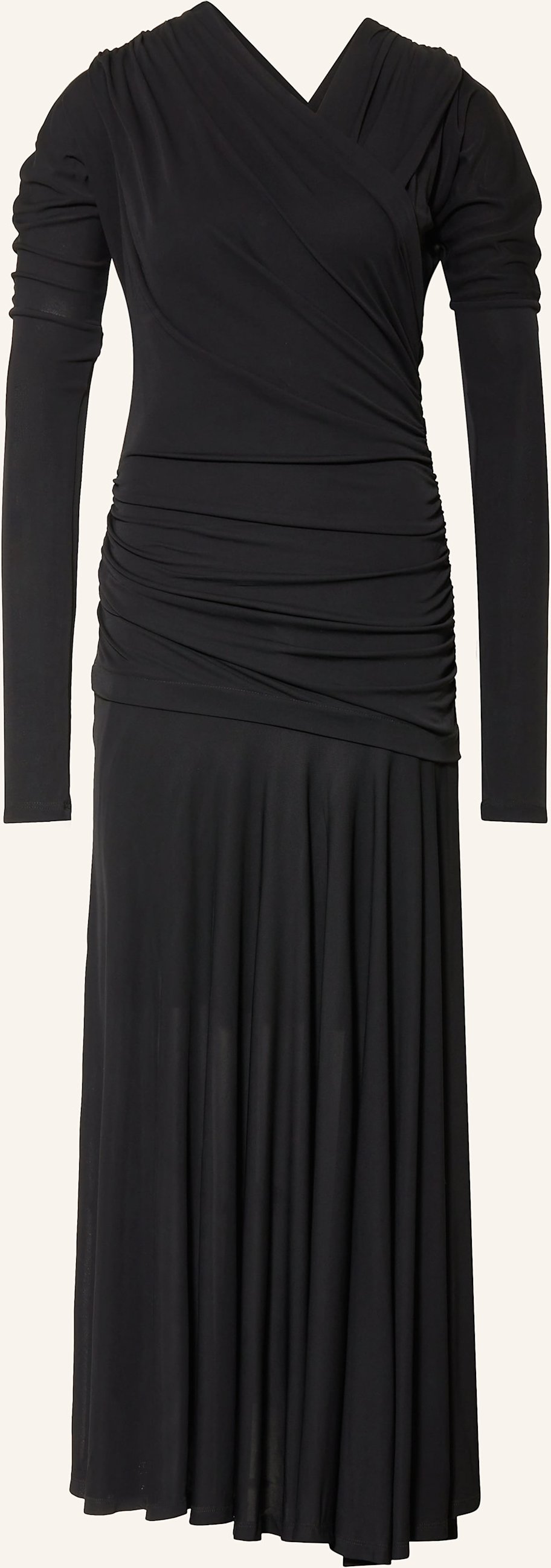 Ganni Jerseykleid In Wickeloptik schwarz