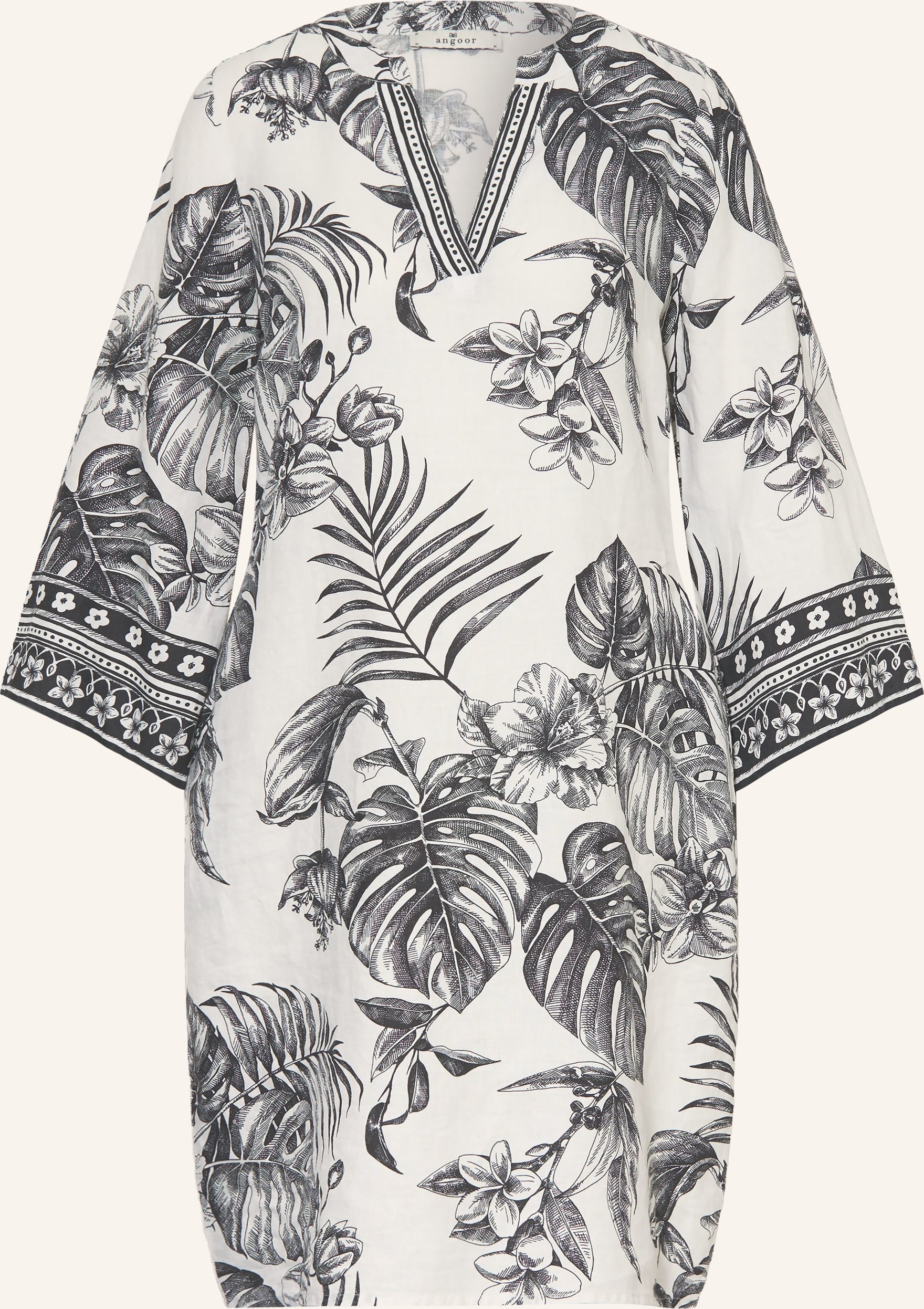 Angoor Leinenkleid Clementina Mit 3/4-Arm schwarz