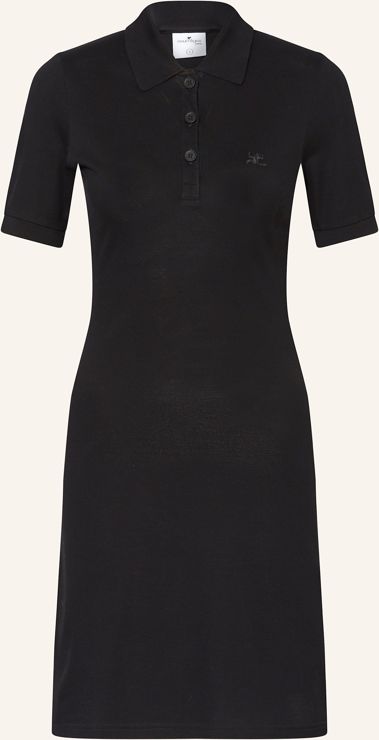 Courrèges Piqué-Polokleid schwarz