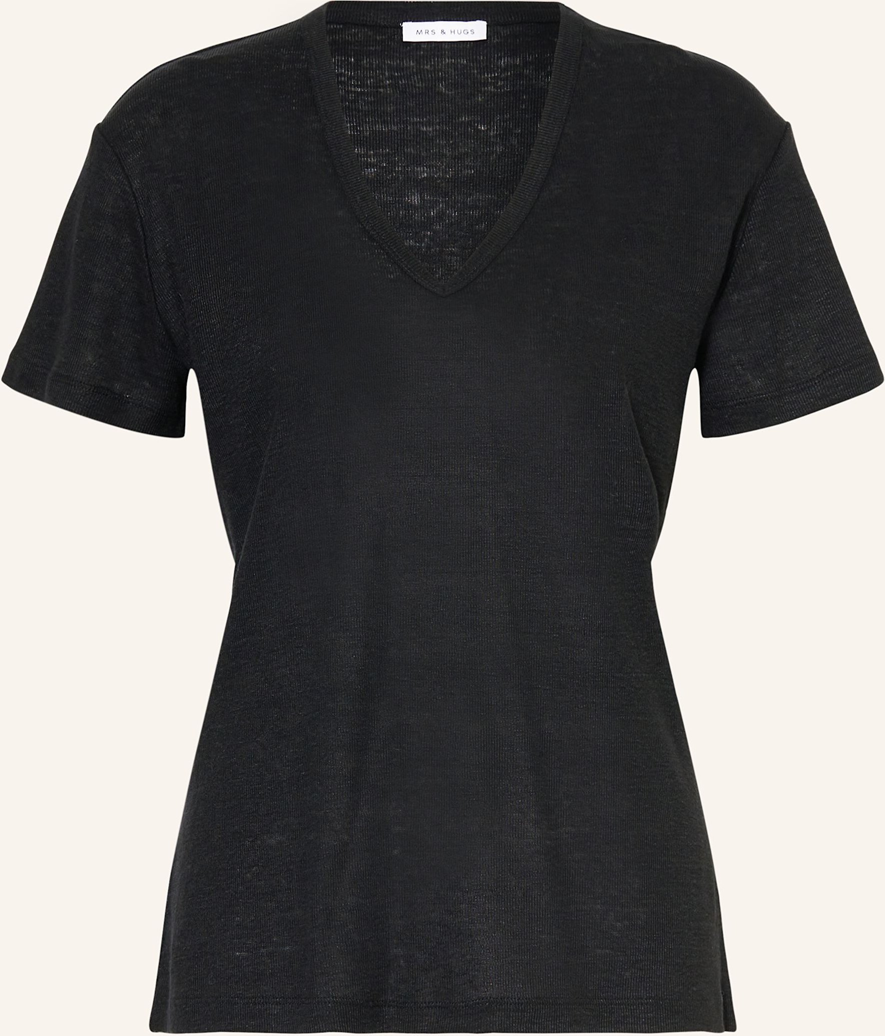 Mrs & Hugs T-Shirt Aus Leinen schwarz