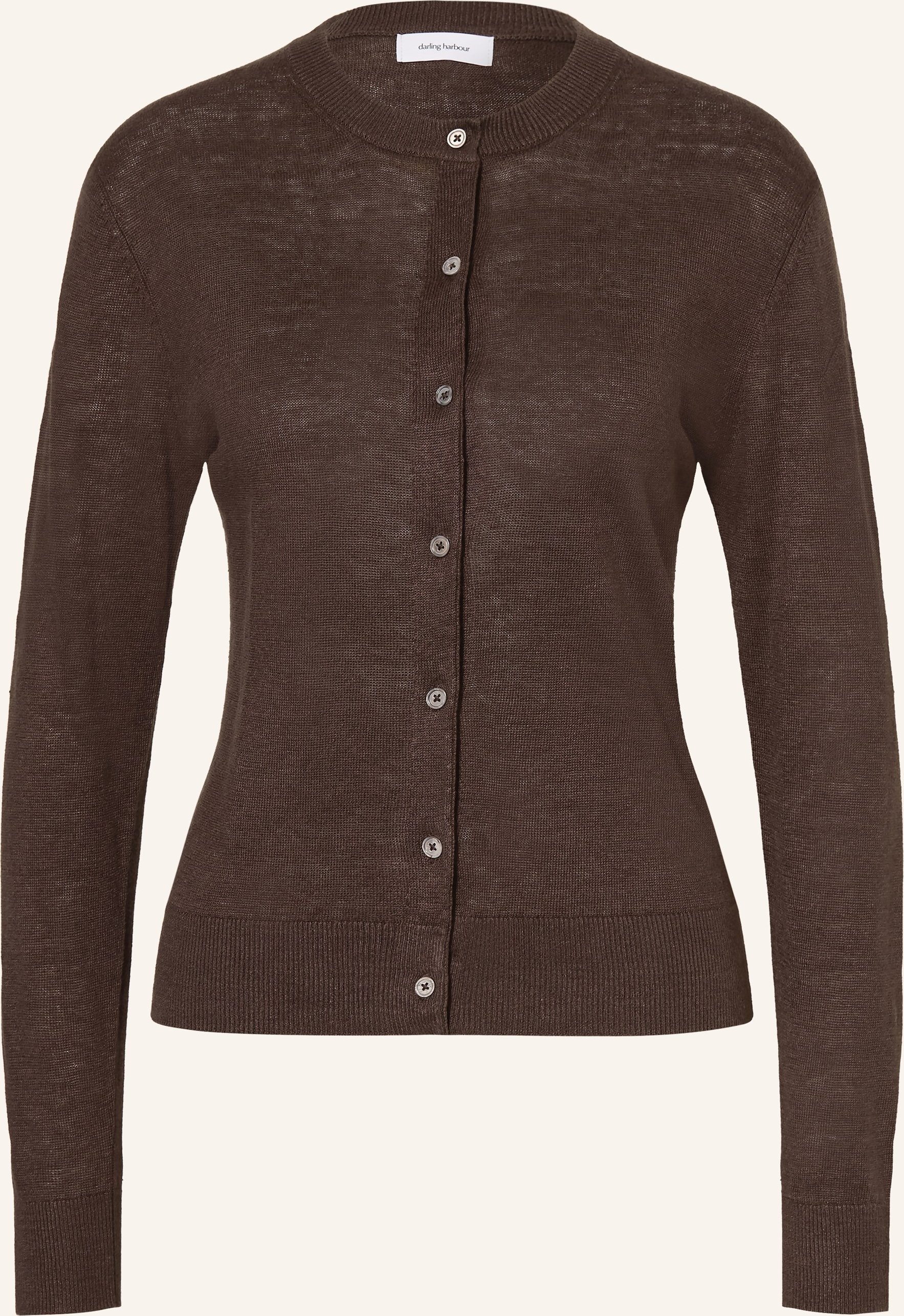 Darling Harbour Strickjacke Aus Leinen braun
