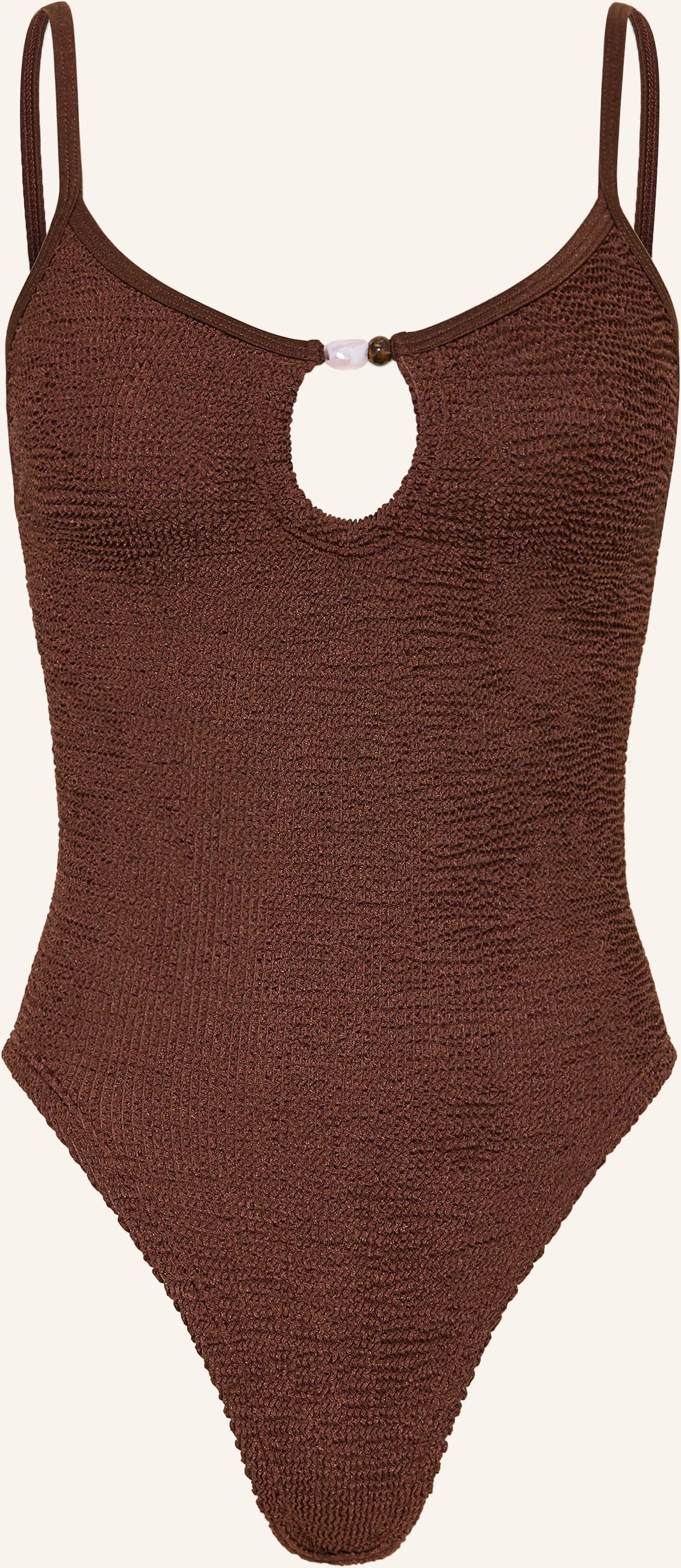 Hunza G Badeanzug Mia Mit Schmuckperlen braun