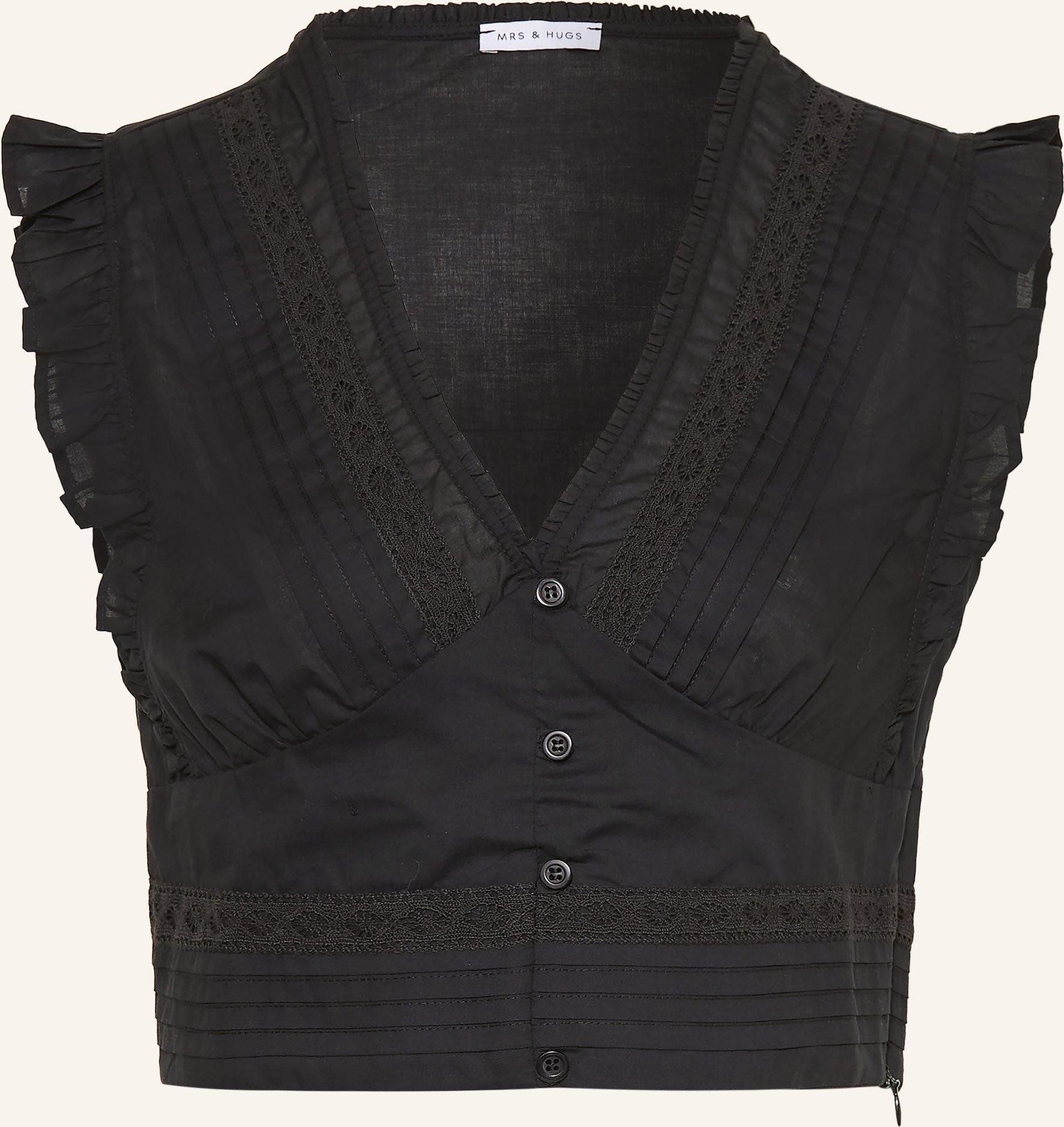 Mrs & Hugs Blusentop Mit Spitze Und Rüschen schwarz